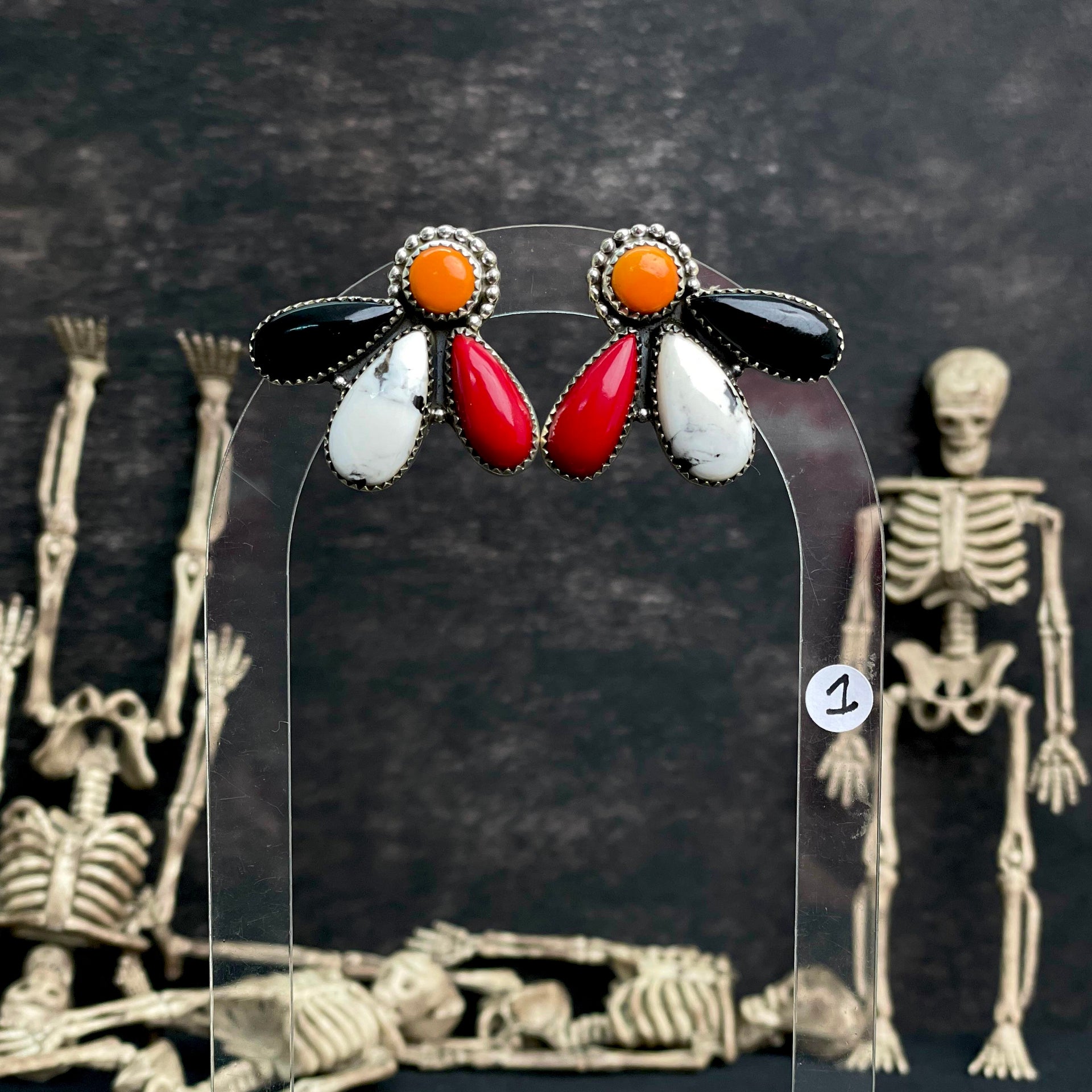 Halloween Studs Rosarita & Black Onyx sno 25-Earrings-Krush Kandy, Women's Online Fashion Boutique Located in Phoenix, Arizona (Scottsdale Area)
