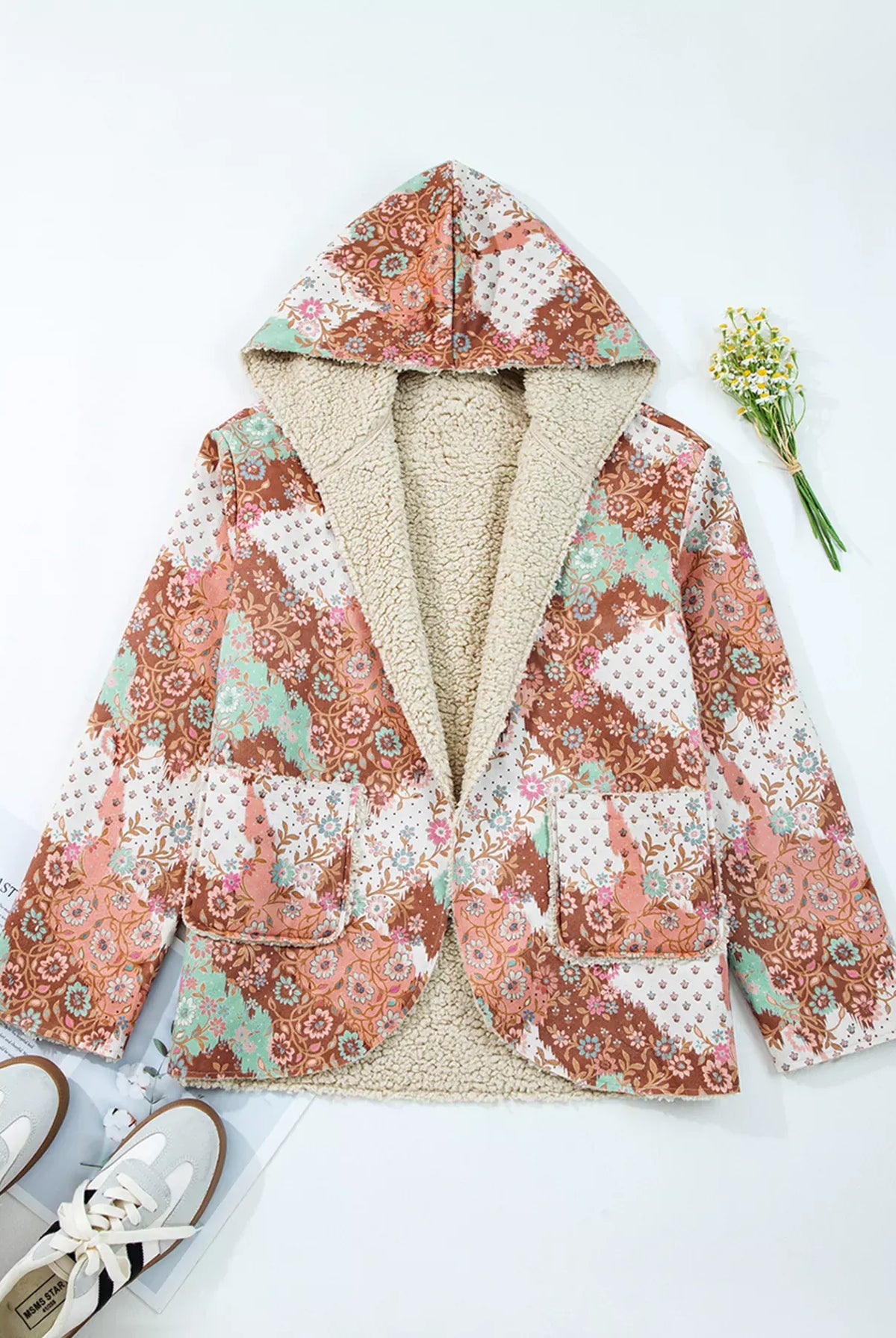Floral Printed Sherpa Lined Hooded Jacket-Jacket-Krush Kandy, Women's Online Fashion Boutique Located in Phoenix, Arizona (Scottsdale Area)