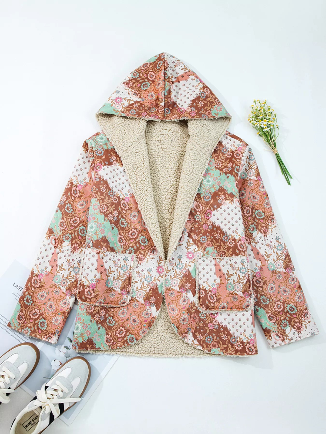 Floral Printed Sherpa Lined Hooded Jacket-Jacket-Krush Kandy, Women's Online Fashion Boutique Located in Phoenix, Arizona (Scottsdale Area)
