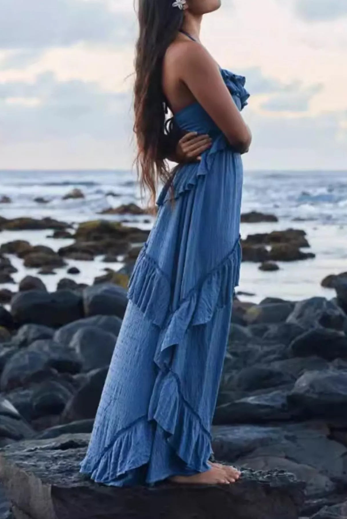 Ruffled Halter Neck Maxi Dress-Dresses-Krush Kandy, Women's Online Fashion Boutique Located in Phoenix, Arizona (Scottsdale Area)