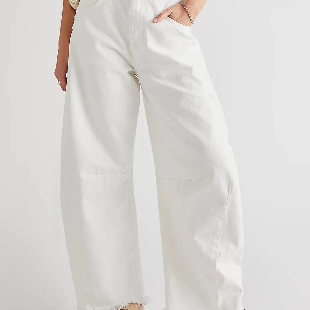 Raw Hem Wide Leg Jeans with Pockets-Jeans-Krush Kandy, Women's Online Fashion Boutique Located in Phoenix, Arizona (Scottsdale Area)