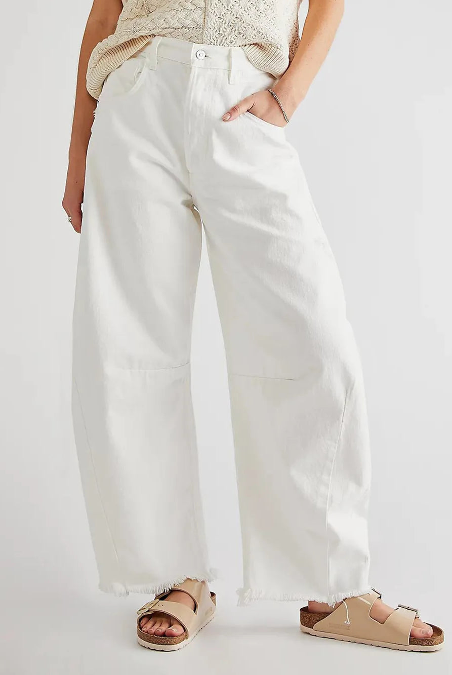 Raw Hem Wide Leg Jeans with Pockets-Jeans-Krush Kandy, Women's Online Fashion Boutique Located in Phoenix, Arizona (Scottsdale Area)