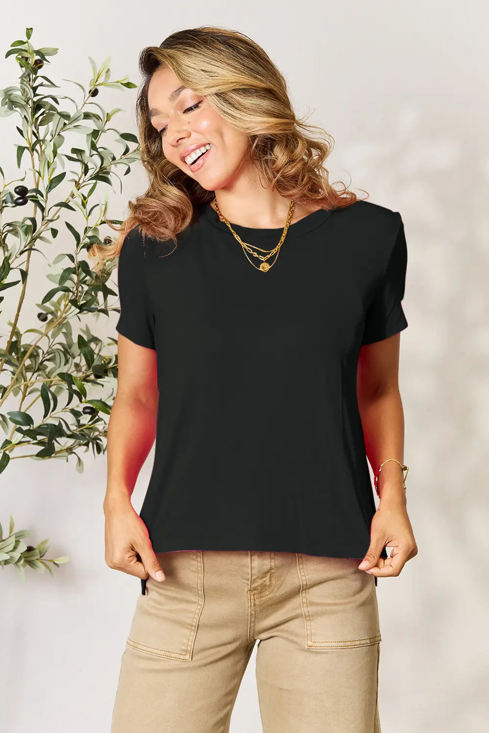 Basic Bae Full Size Round Neck Short Sleeve T-Shirt-Tops-Krush Kandy, Women's Online Fashion Boutique Located in Phoenix, Arizona (Scottsdale Area)
