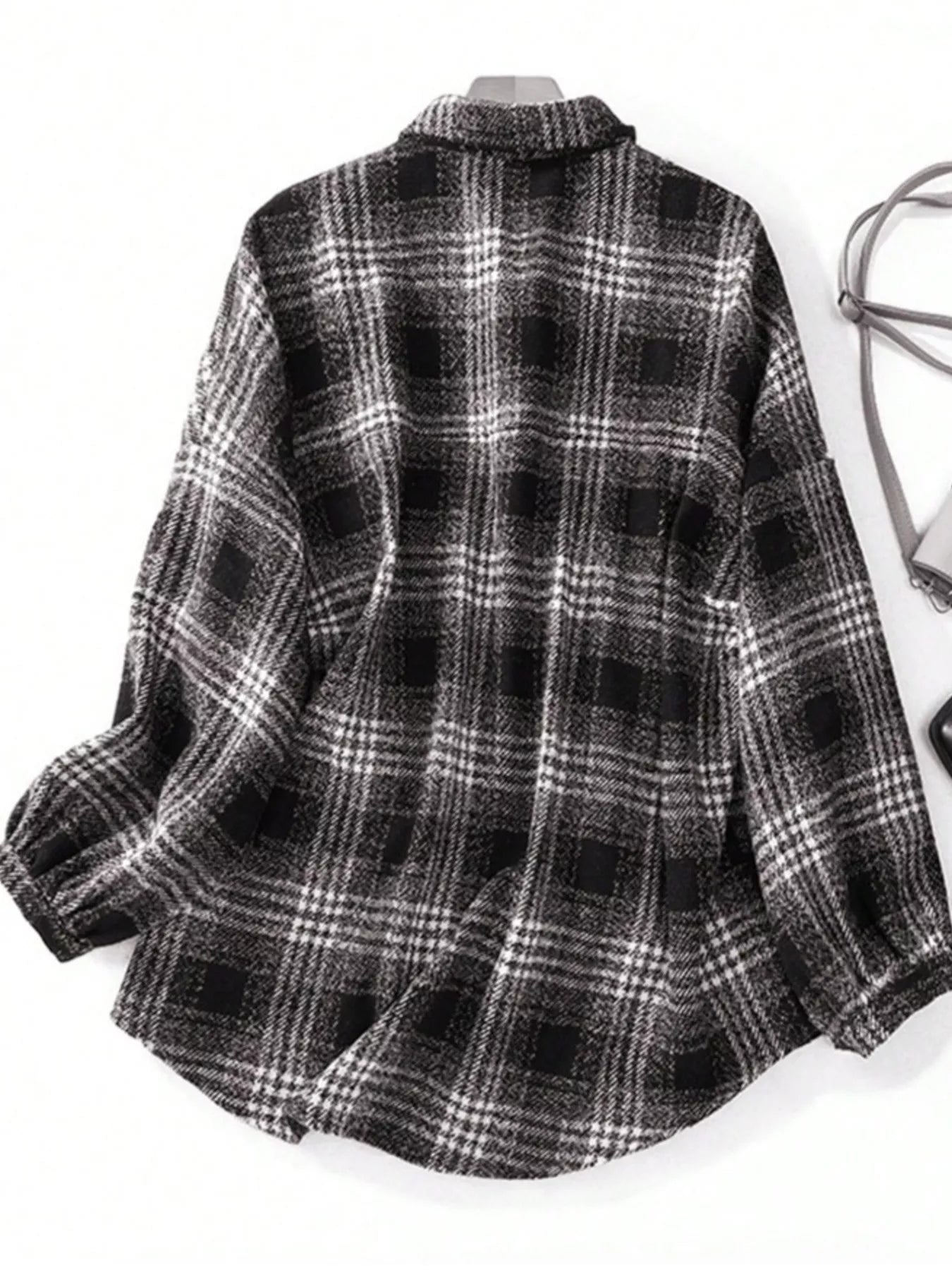 Plaid Button Up Long Sleeve Shacket-Jacket-Krush Kandy, Women's Online Fashion Boutique Located in Phoenix, Arizona (Scottsdale Area)