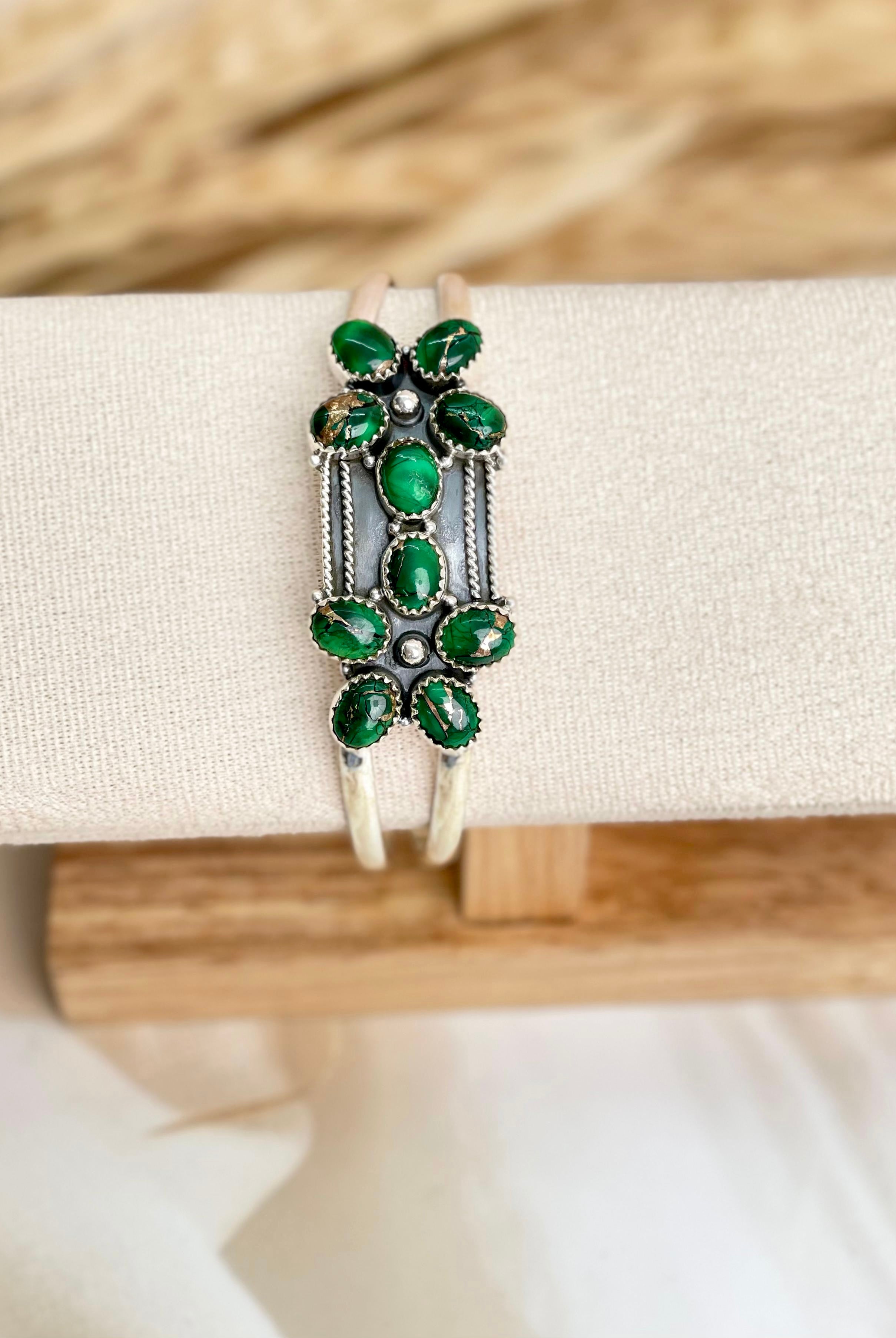 Irish Green Dahlia Adjustable Cuff Bangles sno 21-Bracelets-Krush Kandy, Women's Online Fashion Boutique Located in Phoenix, Arizona (Scottsdale Area)