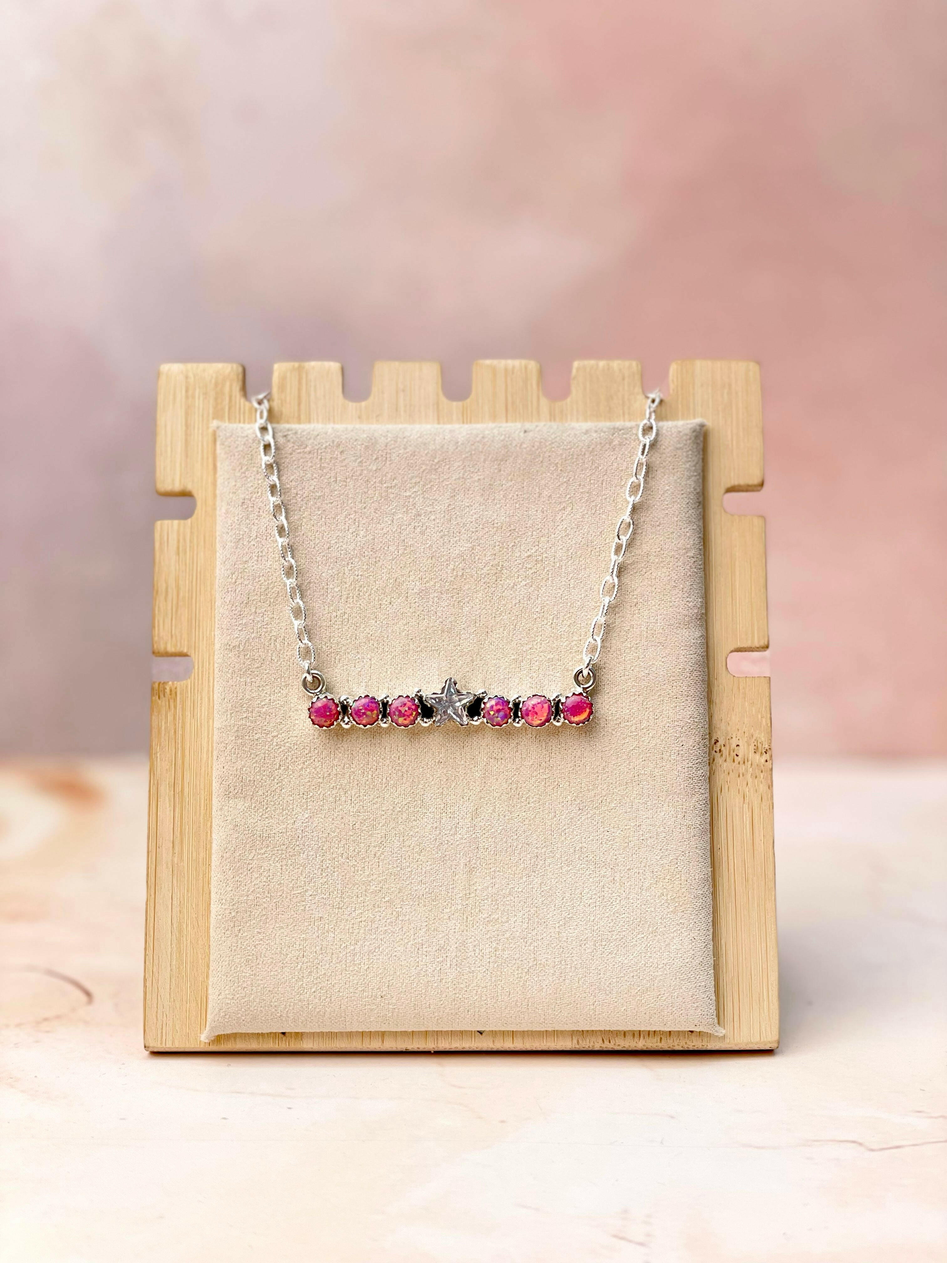 Star Bar Opals Chain Necklace-Necklaces-Krush Kandy, Women's Online Fashion Boutique Located in Phoenix, Arizona (Scottsdale Area)