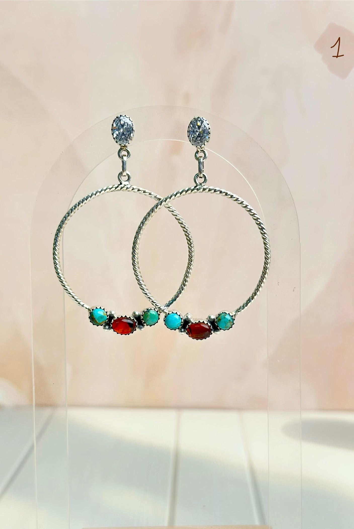 Amber, Turquoise & Crystal Boho Hoops-Earrings-Krush Kandy, Women's Online Fashion Boutique Located in Phoenix, Arizona (Scottsdale Area)