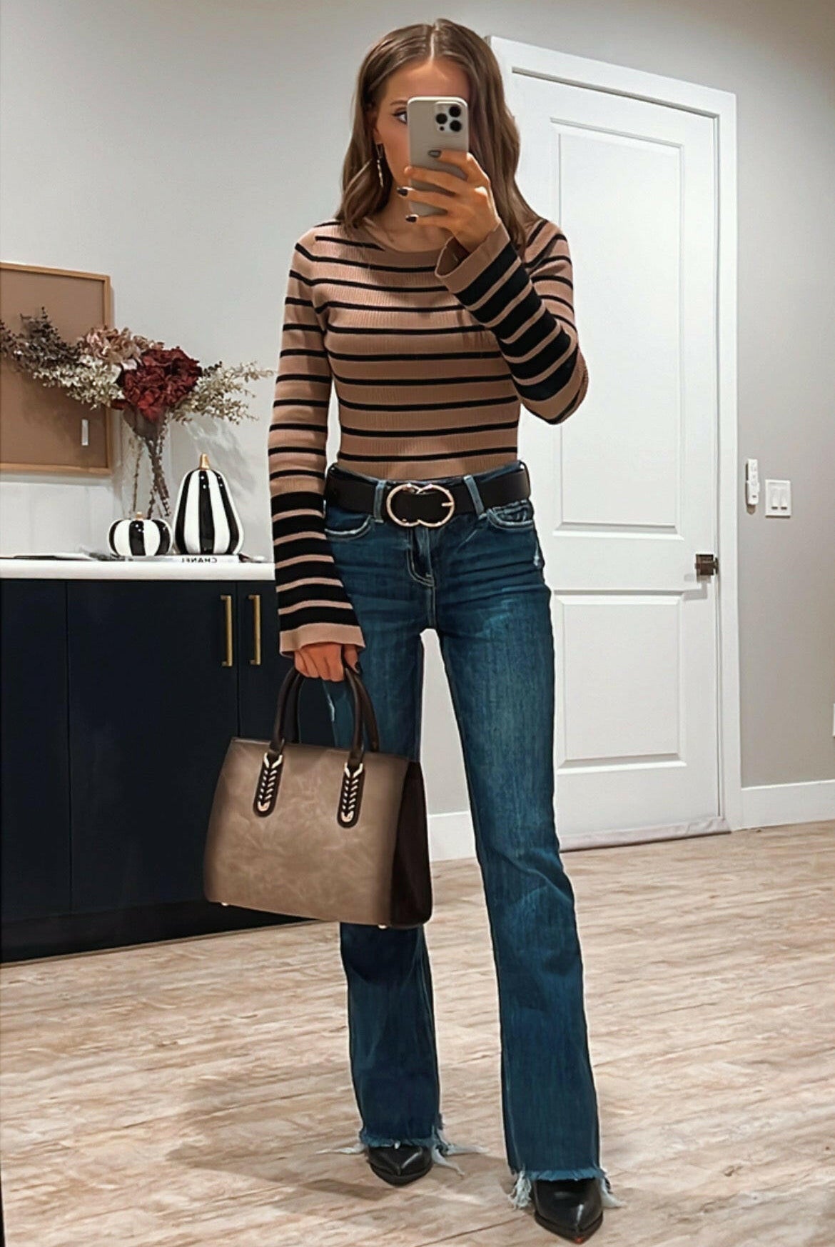 Stripe Long Sleeve Sweater Top-Long Sleeve Tops-Krush Kandy, Women's Online Fashion Boutique Located in Phoenix, Arizona (Scottsdale Area)