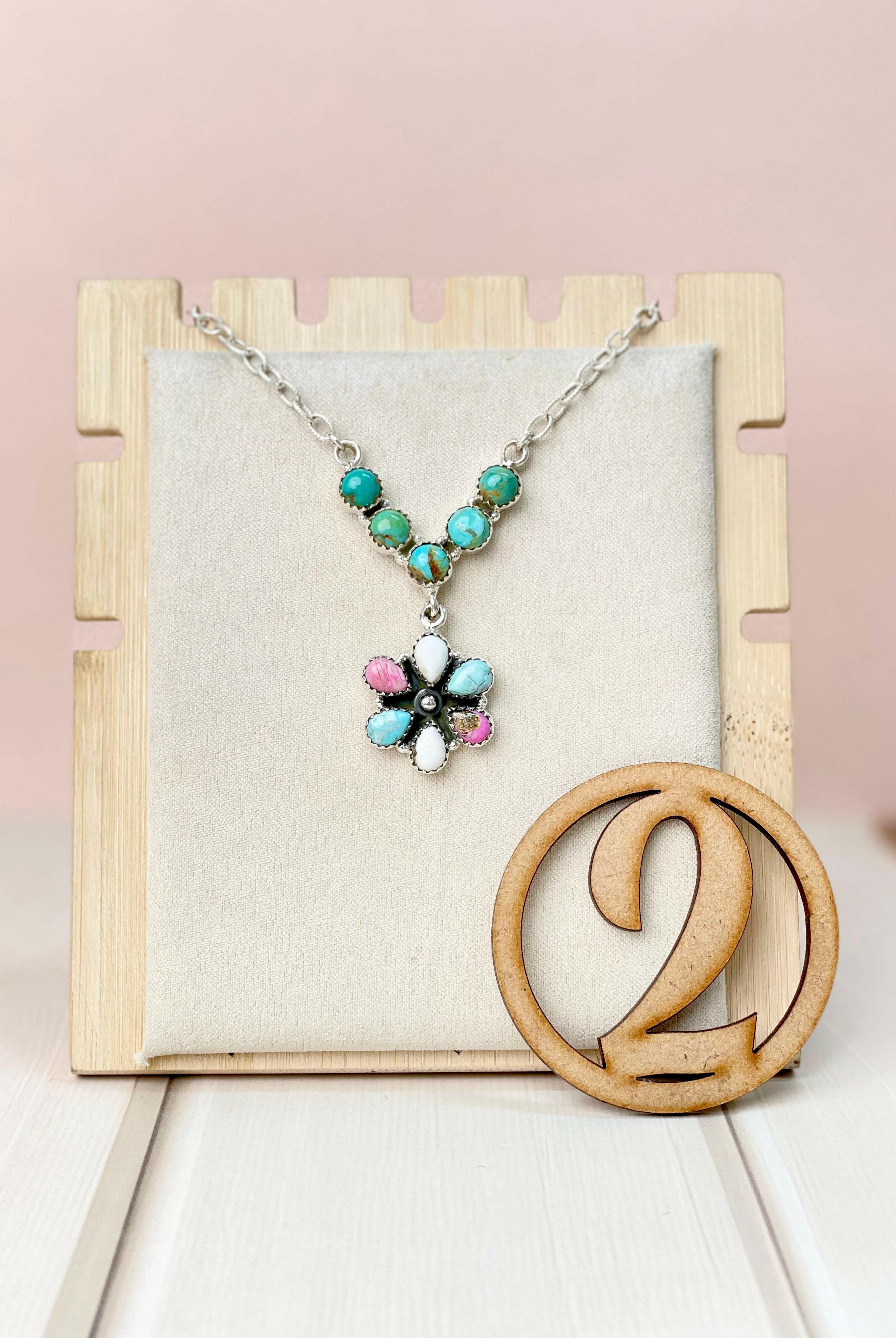 Cotton Candy Daisy Drop Necklace-Necklaces-Krush Kandy, Women's Online Fashion Boutique Located in Phoenix, Arizona (Scottsdale Area)