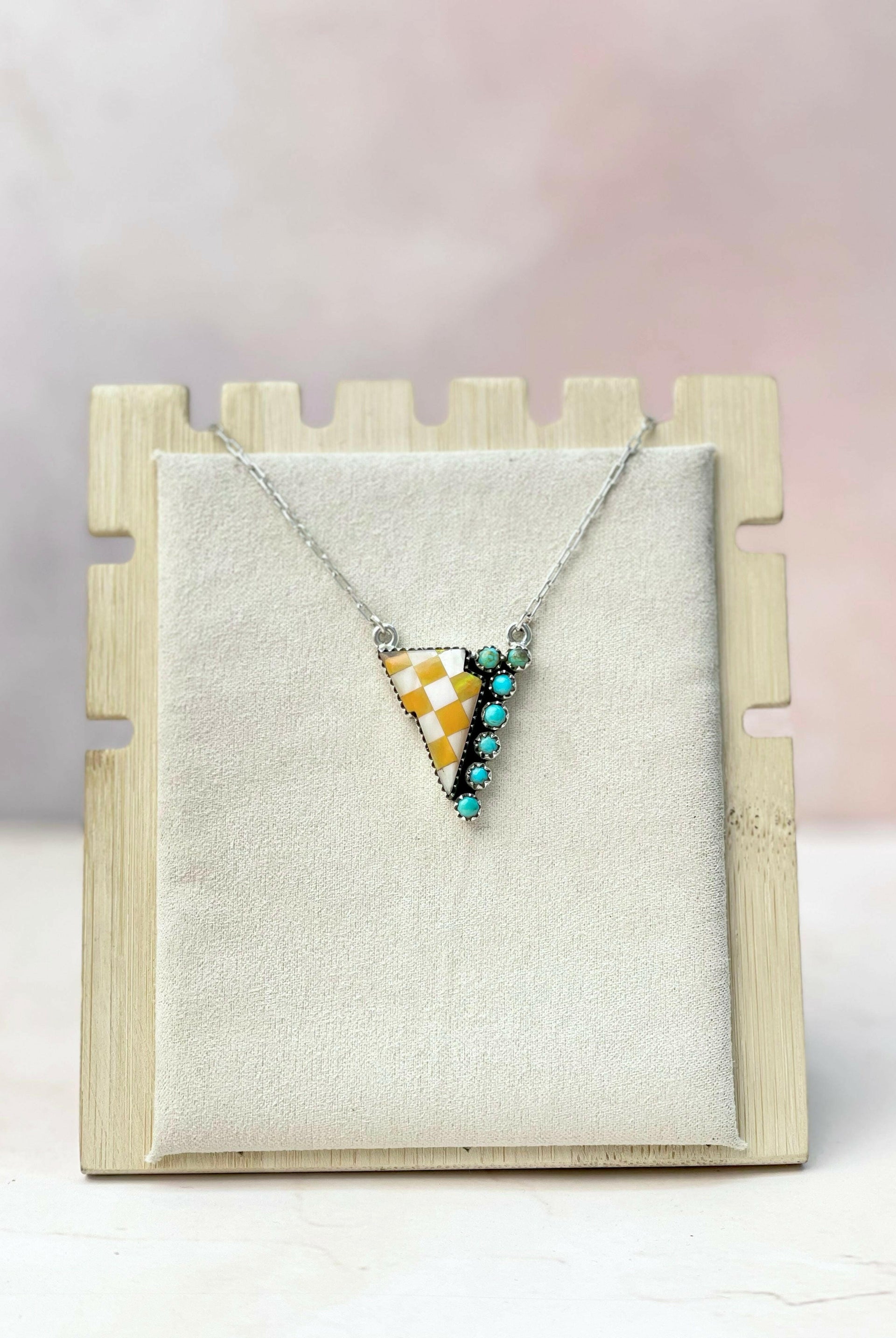 Orange Aurora Opal, MOP & Turquoise Kandy Bolt Necklace-Necklaces-Krush Kandy, Women's Online Fashion Boutique Located in Phoenix, Arizona (Scottsdale Area)