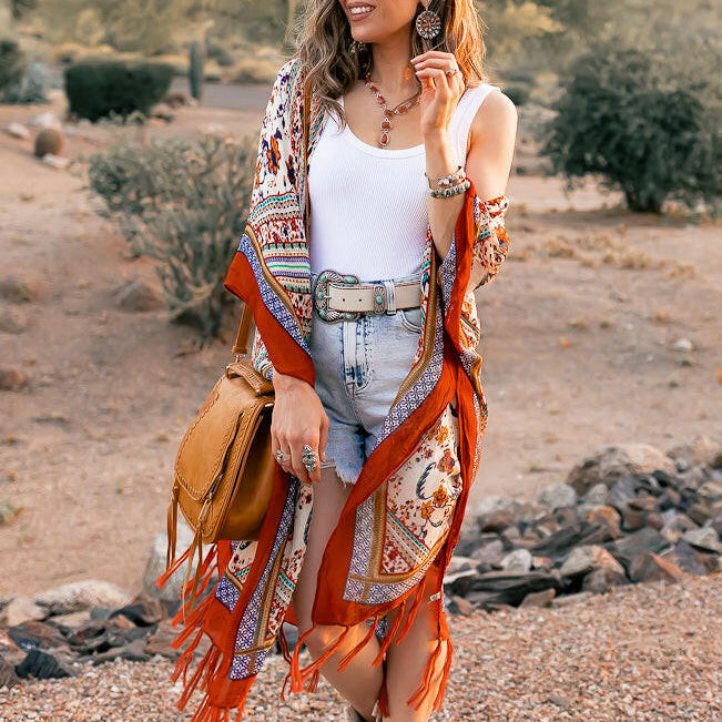 Bohemian Diamond Tassel Kimono-Kimonos-Krush Kandy, Women's Online Fashion Boutique Located in Phoenix, Arizona (Scottsdale Area)