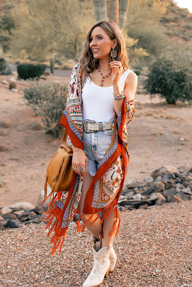 Bohemian Diamond Tassel Kimono-Kimonos-Krush Kandy, Women's Online Fashion Boutique Located in Phoenix, Arizona (Scottsdale Area)