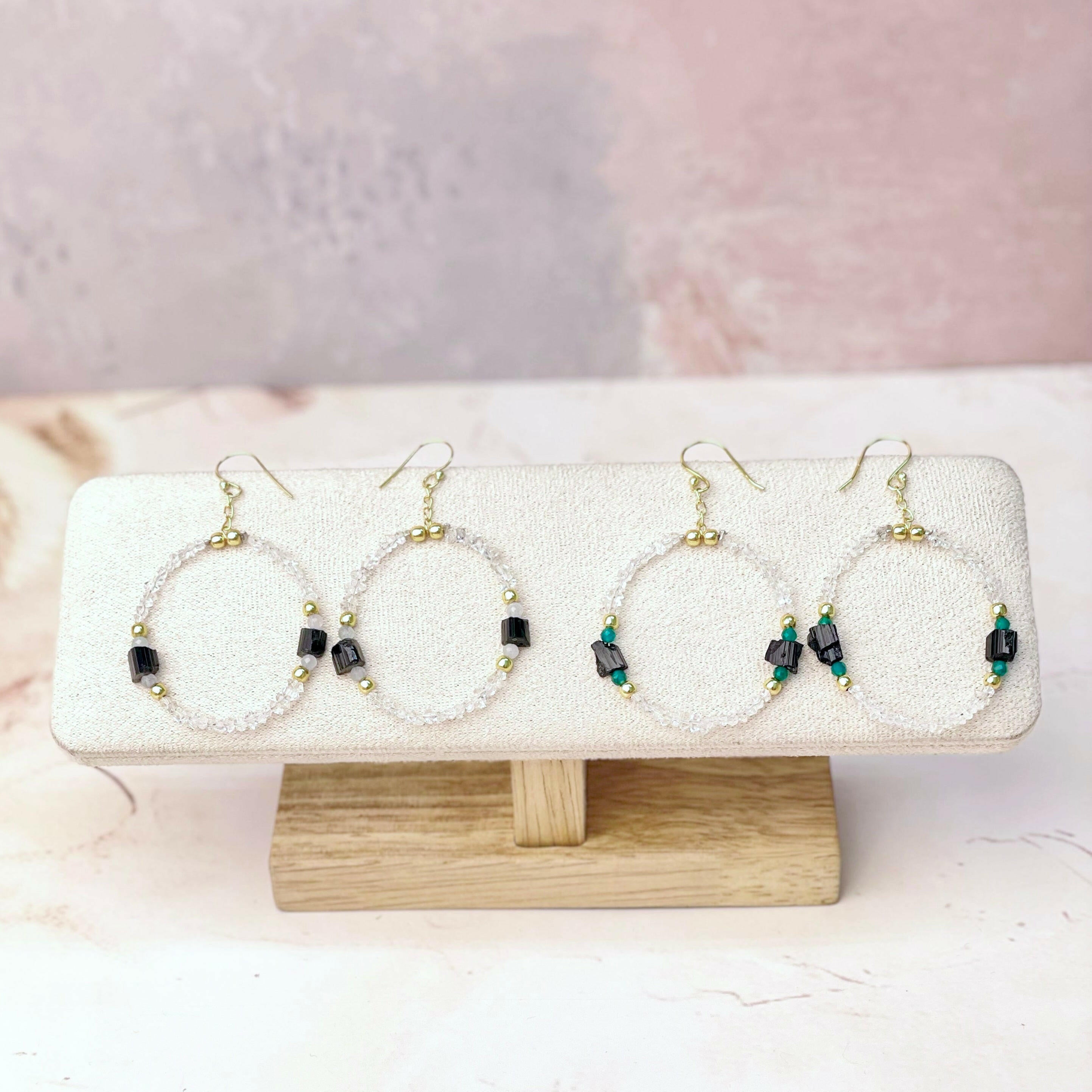 Herkimer Bling Multi Gem Black Tourmaline Earrings-Earrings-Krush Kandy, Women's Online Fashion Boutique Located in Phoenix, Arizona (Scottsdale Area)