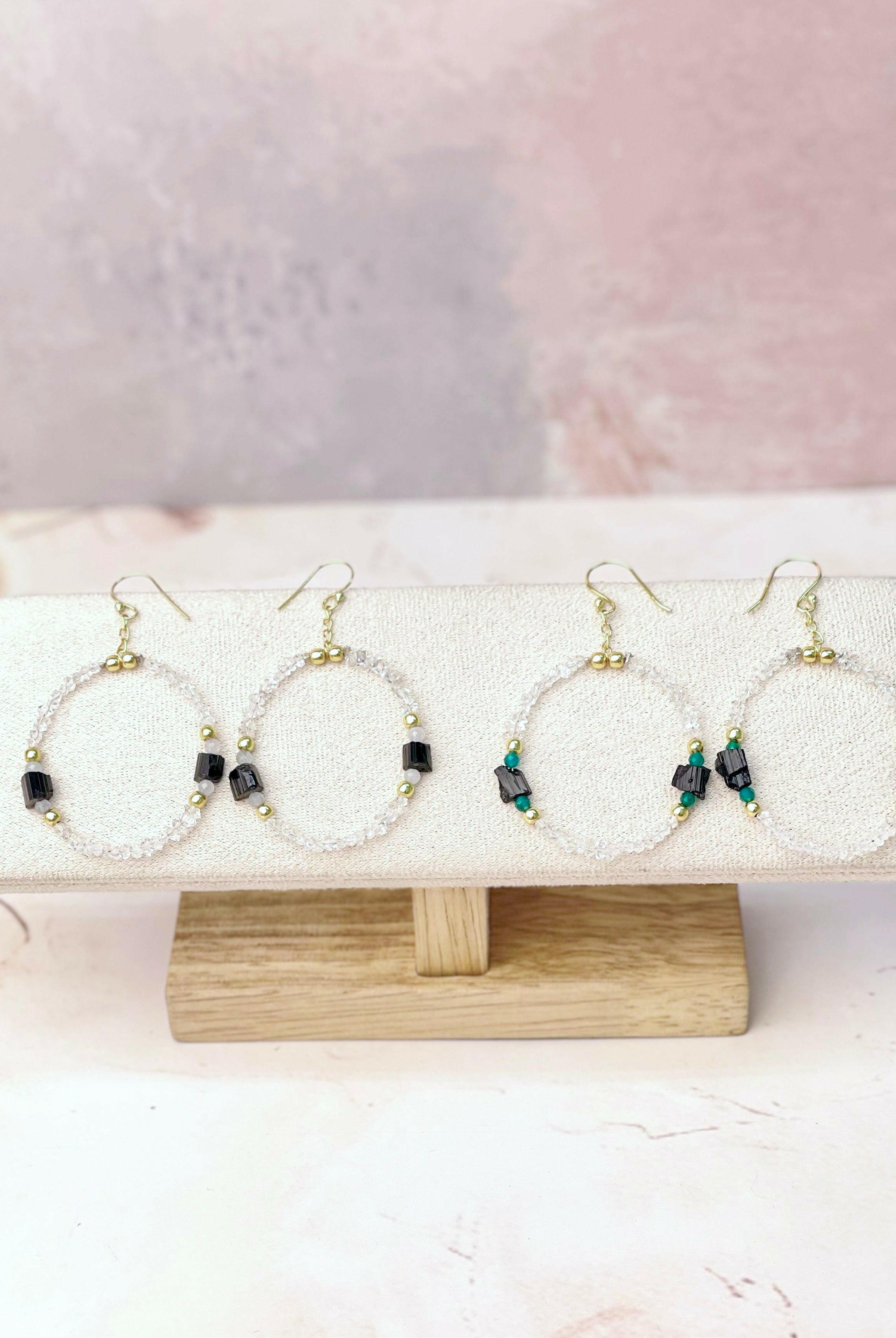 Herkimer Bling Multi Gem Black Tourmaline Earrings-Earrings-Krush Kandy, Women's Online Fashion Boutique Located in Phoenix, Arizona (Scottsdale Area)