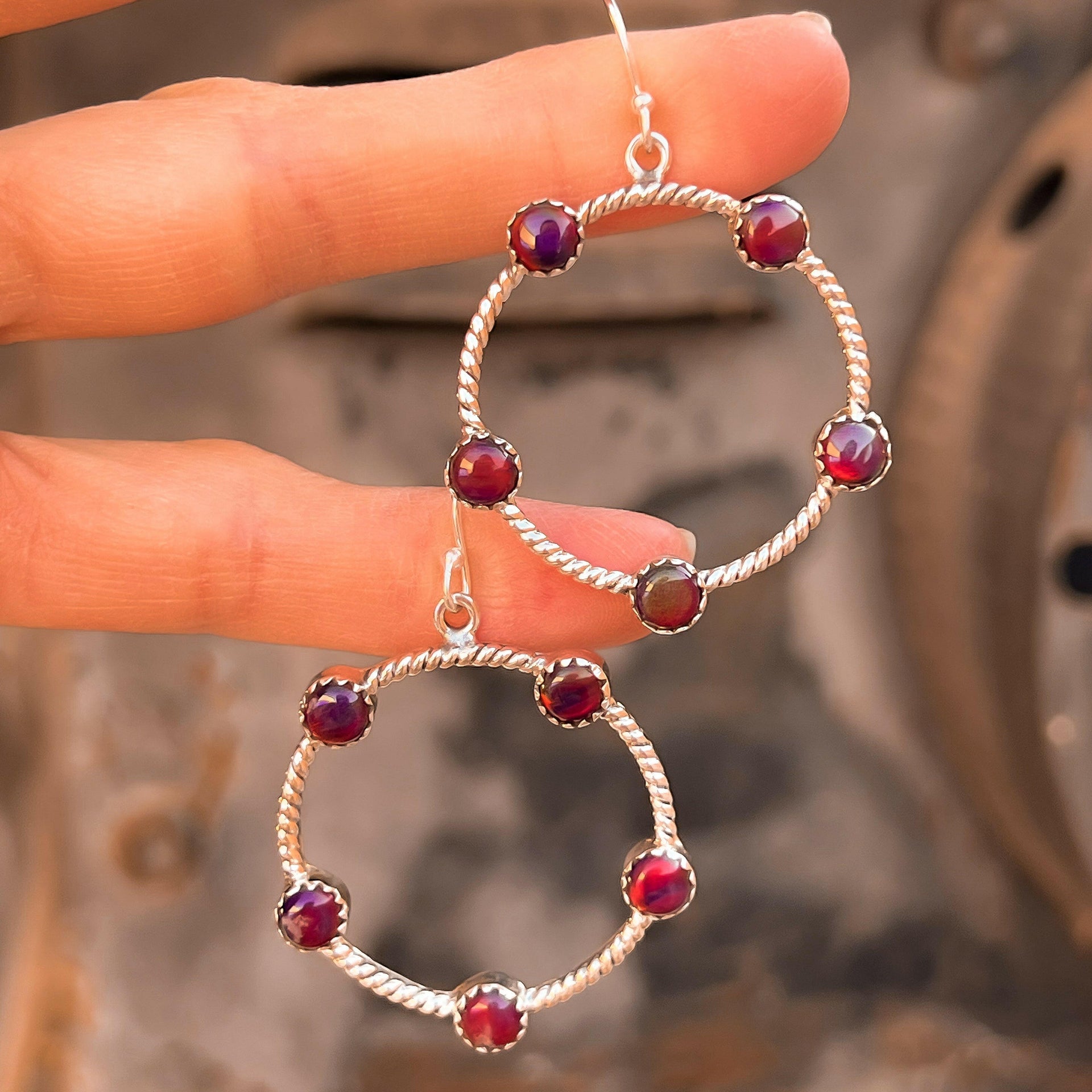 Twisted Rope Stone Hoop Earrings-Hoop Earrings-Krush Kandy, Women's Online Fashion Boutique Located in Phoenix, Arizona (Scottsdale Area)