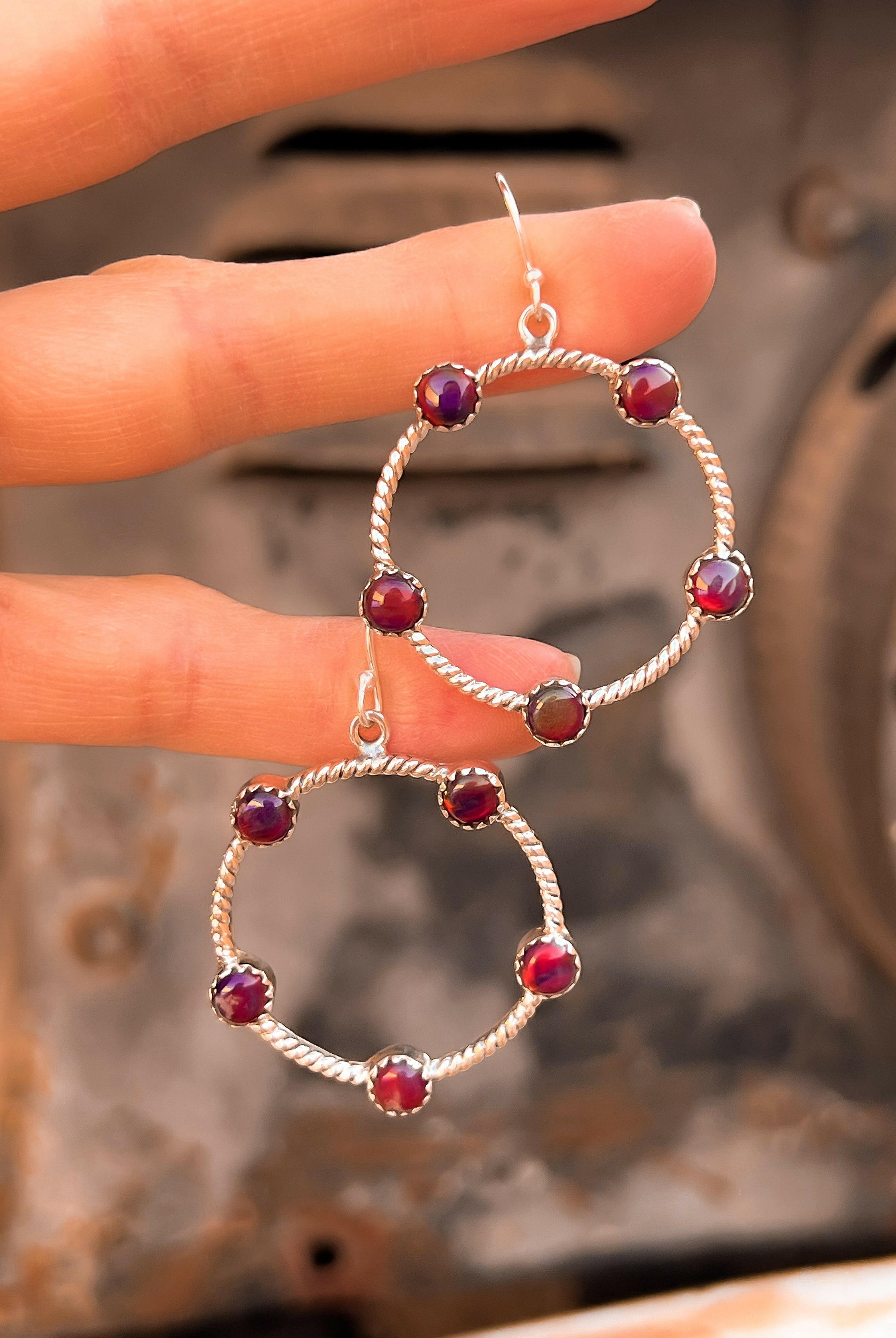 Twisted Rope Stone Hoop Earrings-Hoop Earrings-Krush Kandy, Women's Online Fashion Boutique Located in Phoenix, Arizona (Scottsdale Area)
