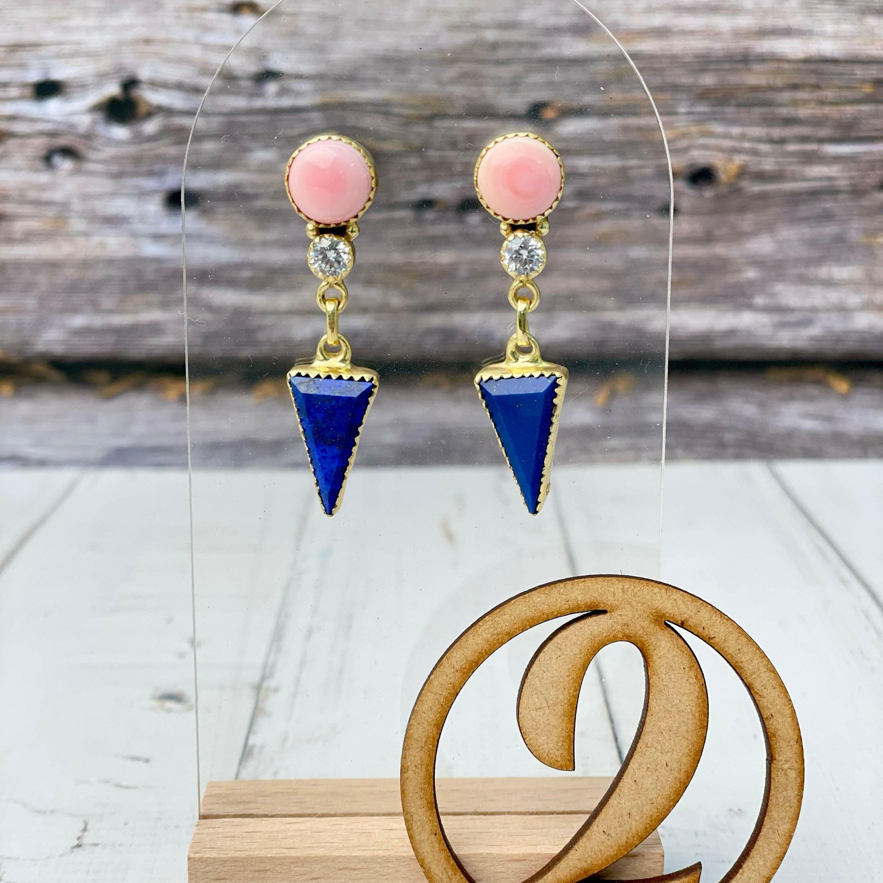 Pink Conch Desert Peaks Stone Earrings-Earrings-Krush Kandy, Women's Online Fashion Boutique Located in Phoenix, Arizona (Scottsdale Area)