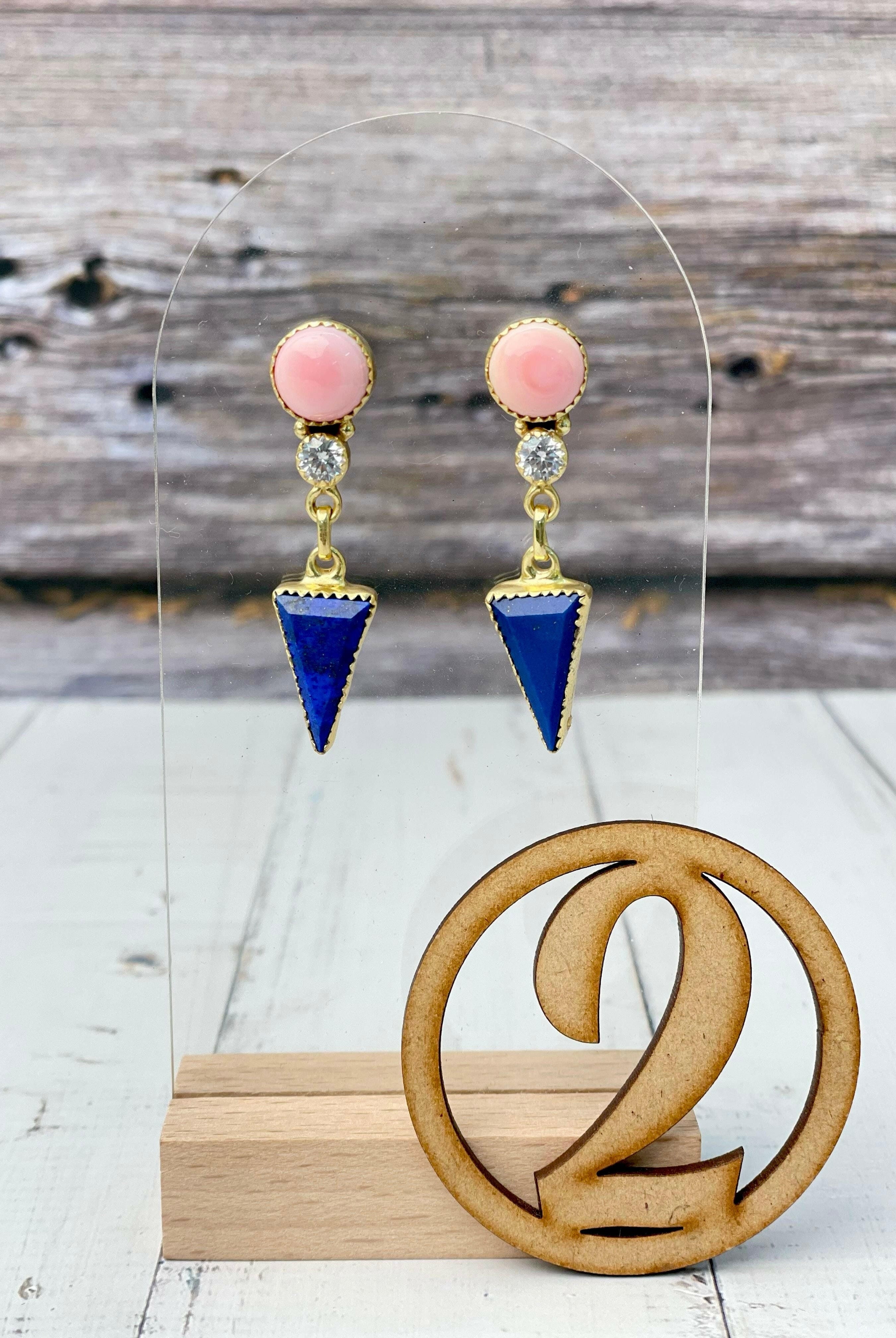 Pink Conch Desert Peaks Stone Earrings-Earrings-Krush Kandy, Women's Online Fashion Boutique Located in Phoenix, Arizona (Scottsdale Area)