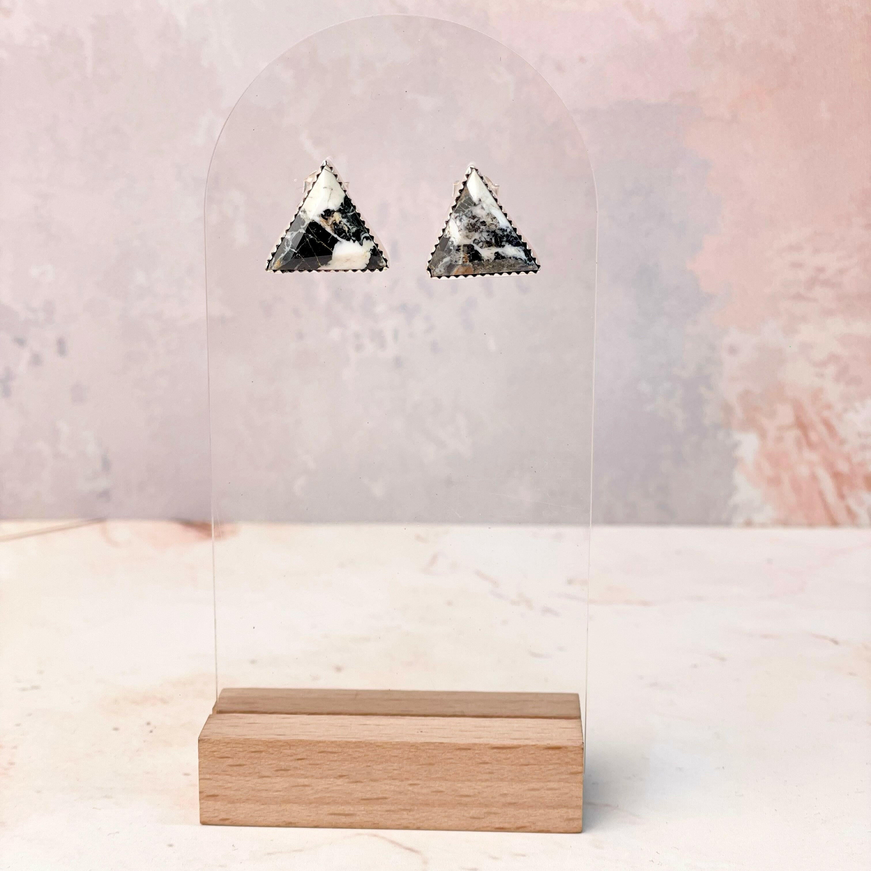 Tiffany's Triangle Single Stone Studs-Earrings-Krush Kandy, Women's Online Fashion Boutique Located in Phoenix, Arizona (Scottsdale Area)