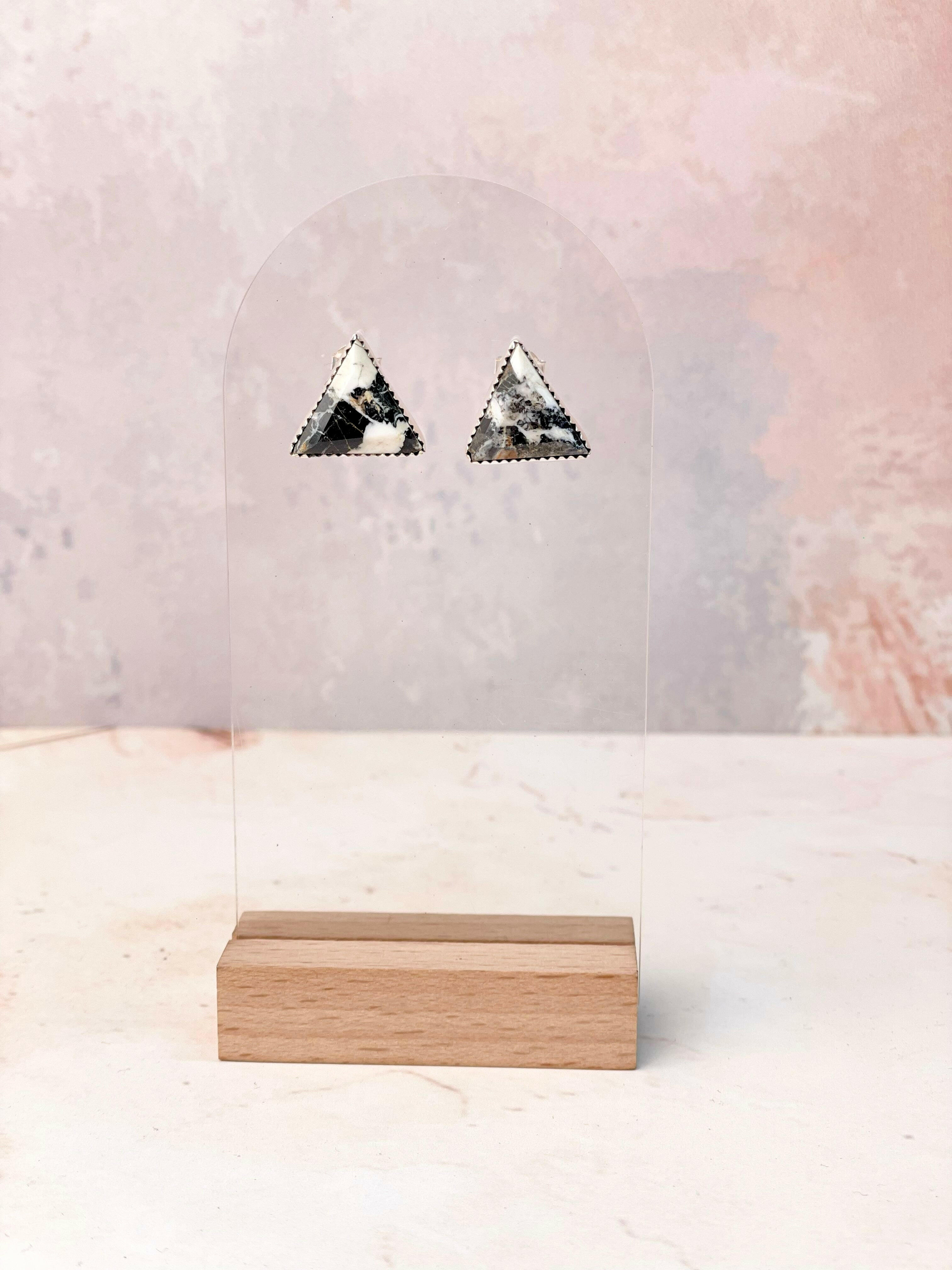 Tiffany's Triangle Single Stone Studs-Earrings-Krush Kandy, Women's Online Fashion Boutique Located in Phoenix, Arizona (Scottsdale Area)