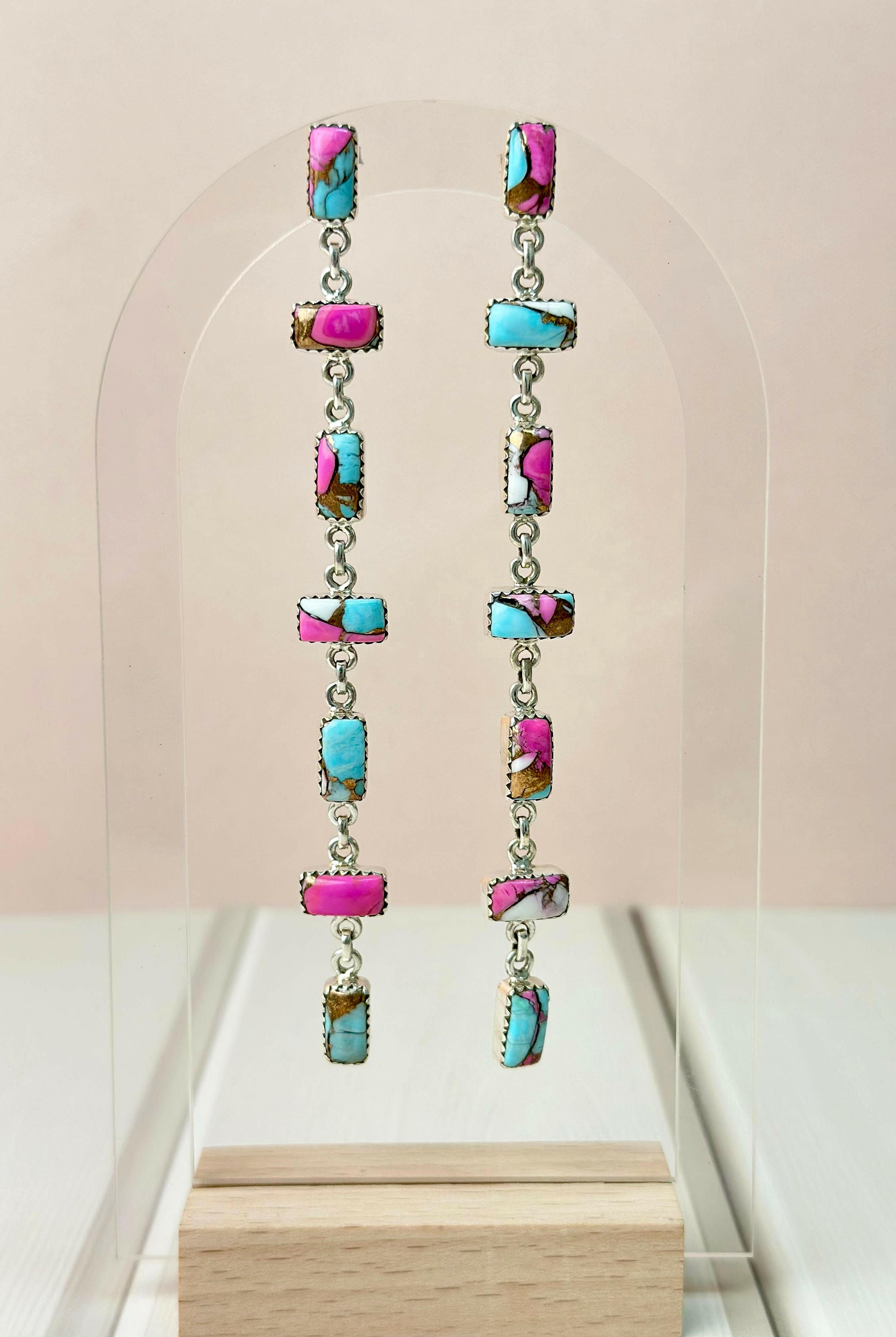 Dancing Bar Cotton Candy Long Earrings-Earrings-Krush Kandy, Women's Online Fashion Boutique Located in Phoenix, Arizona (Scottsdale Area)
