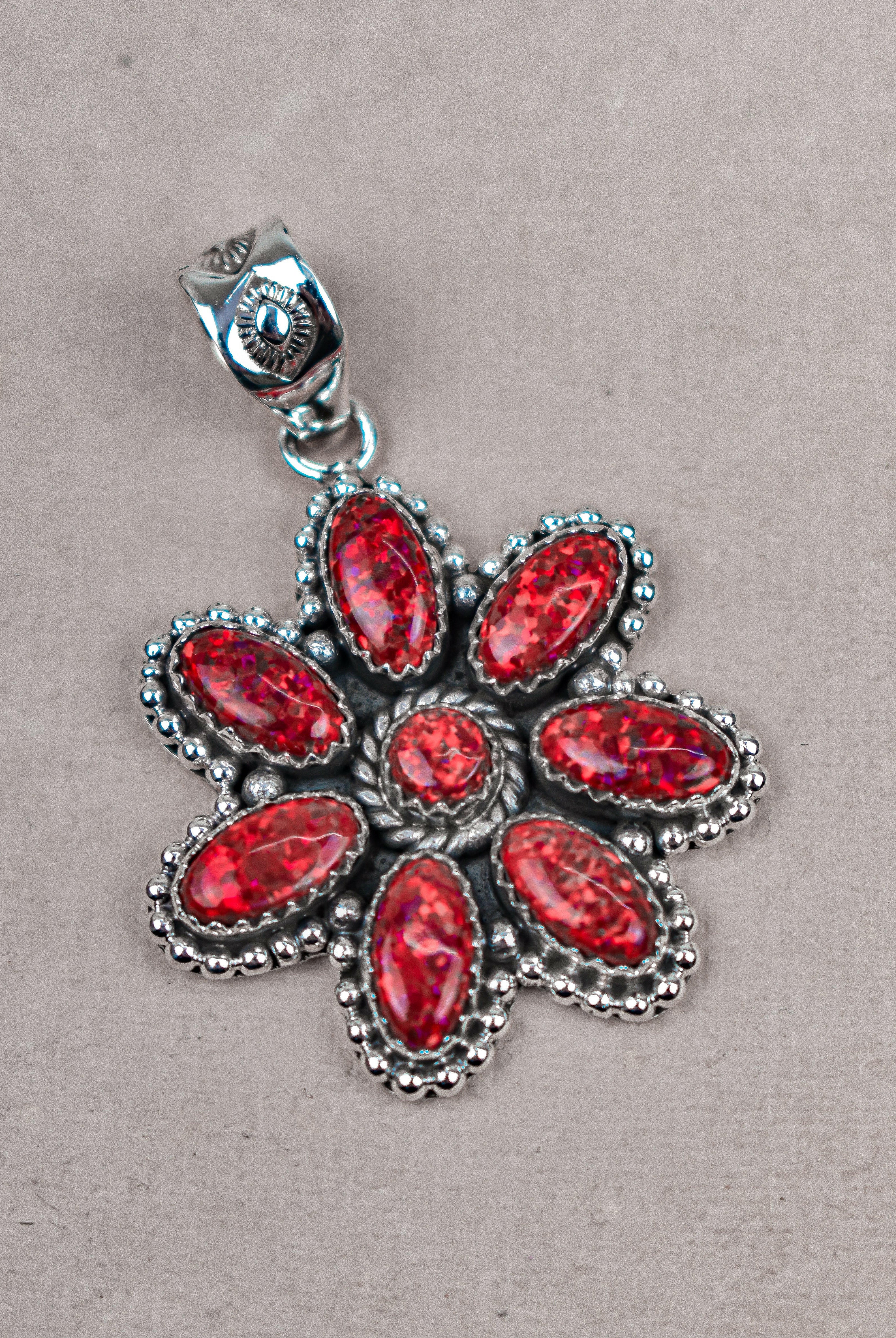 Silver Blossom Gem Pendant-Pendant Necklaces-Krush Kandy, Women's Online Fashion Boutique Located in Phoenix, Arizona (Scottsdale Area)