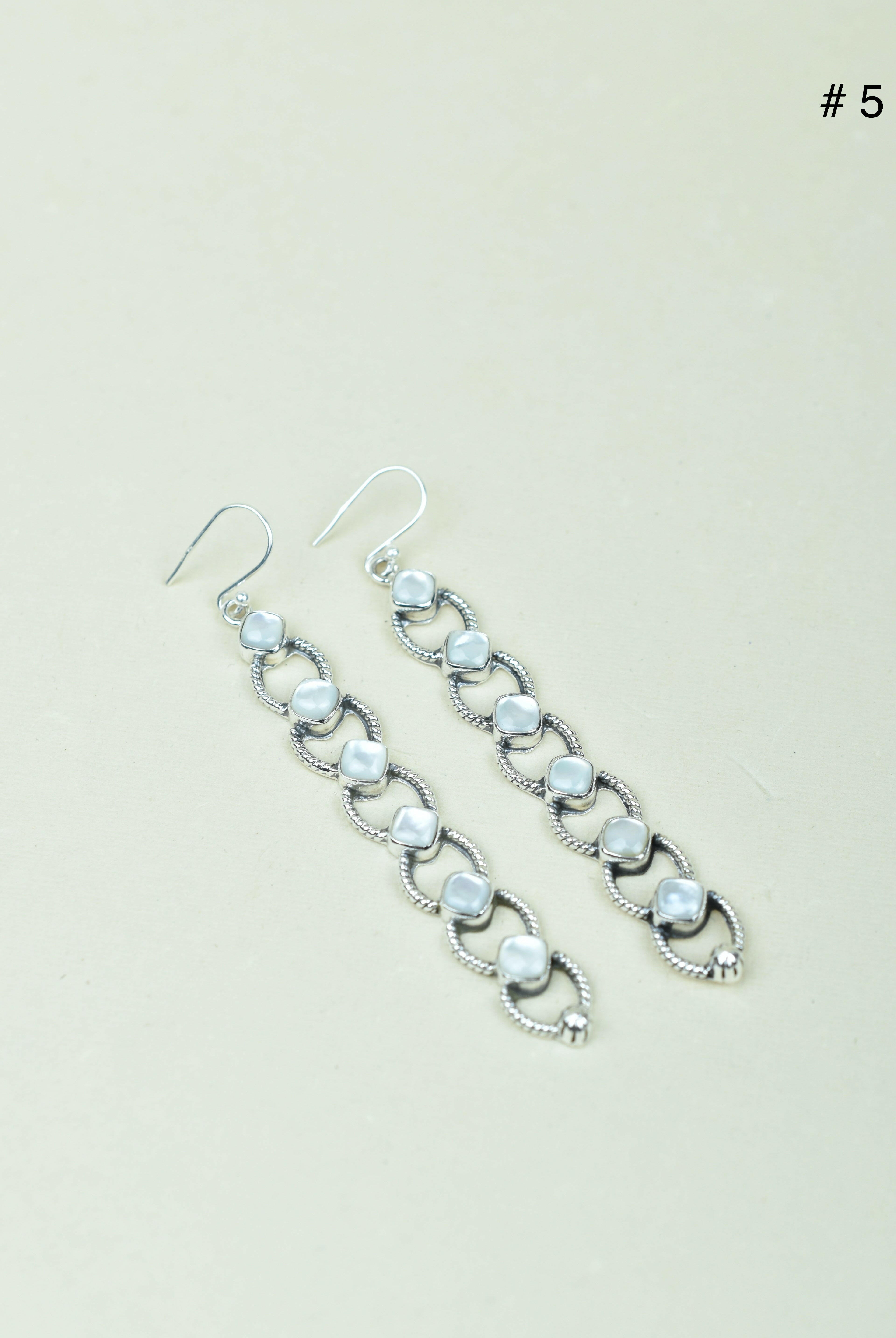 Sterling Silver Six Stone Cascading Earrings-Drop Earrings-Krush Kandy, Women's Online Fashion Boutique Located in Phoenix, Arizona (Scottsdale Area)