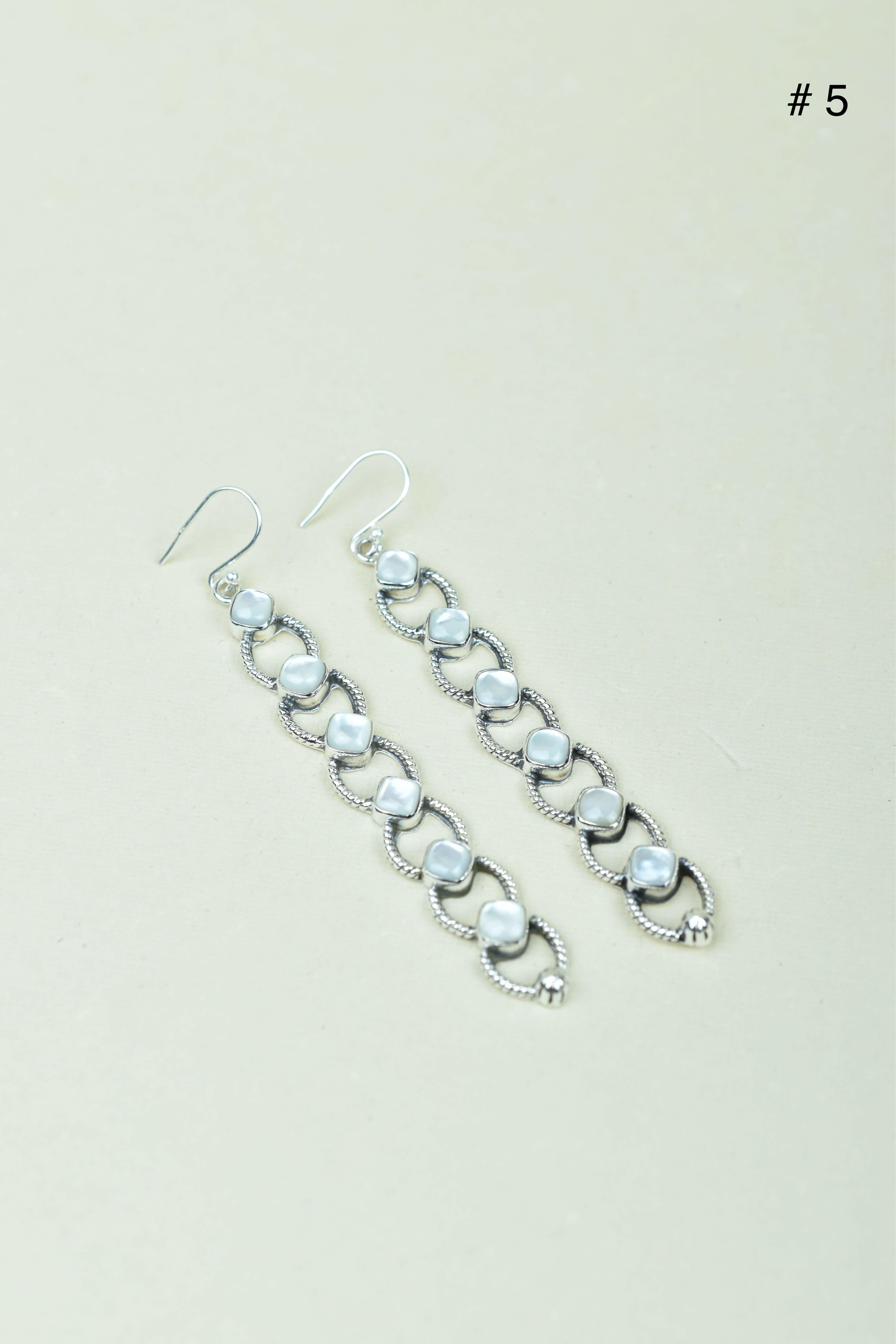 Sterling Silver Six Stone Cascading Earrings-Drop Earrings-Krush Kandy, Women's Online Fashion Boutique Located in Phoenix, Arizona (Scottsdale Area)