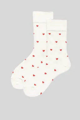 White Valentines Heart Pattern Crew Socks-Socks-Krush Kandy, Women's Online Fashion Boutique Located in Phoenix, Arizona (Scottsdale Area)