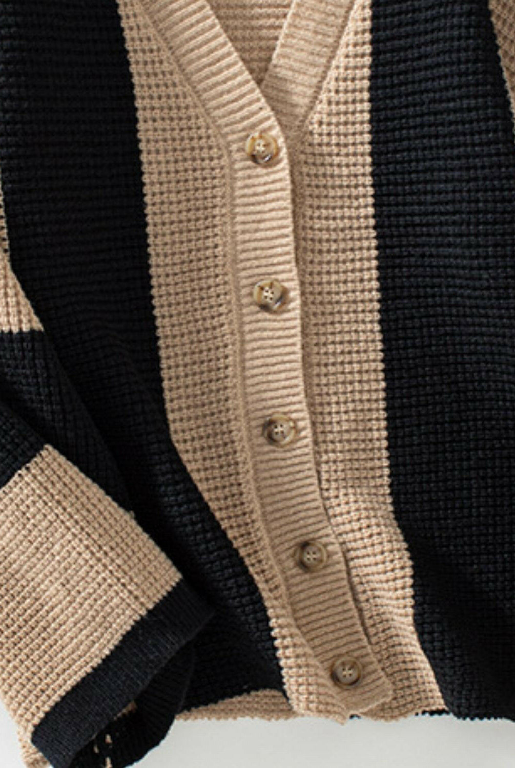 Waffle-Knit V-Neck Striped Long Sleeve Cardigan-Krush Kandy, Women's Online Fashion Boutique Located in Phoenix, Arizona (Scottsdale Area)