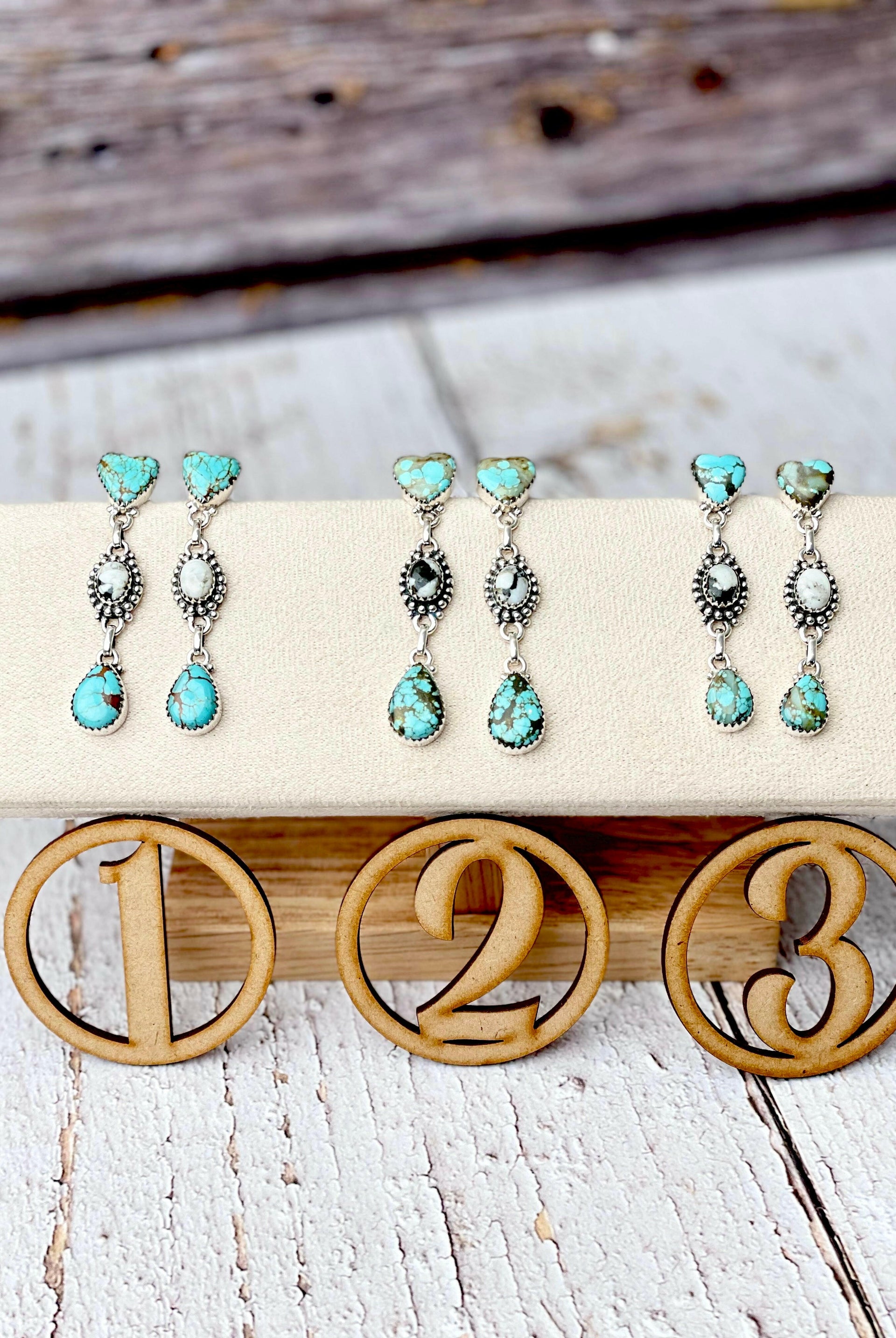 All Mine 8 & White Buffalo Heart Earrings-Stud Earrings-Krush Kandy, Women's Online Fashion Boutique Located in Phoenix, Arizona (Scottsdale Area)