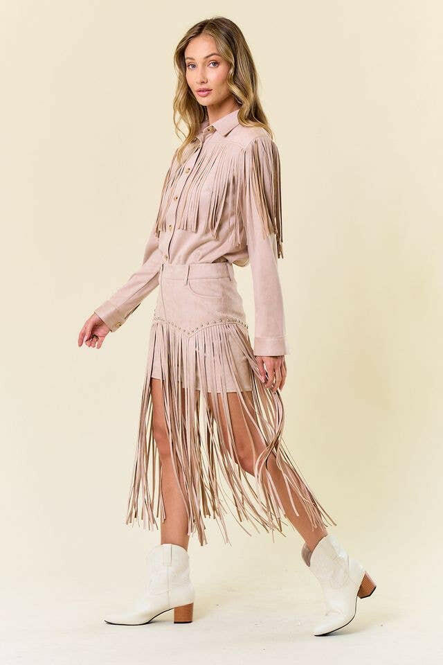 Wild West Fringe Faux Suede Shorts-Shorts-Krush Kandy, Women's Online Fashion Boutique Located in Phoenix, Arizona (Scottsdale Area)