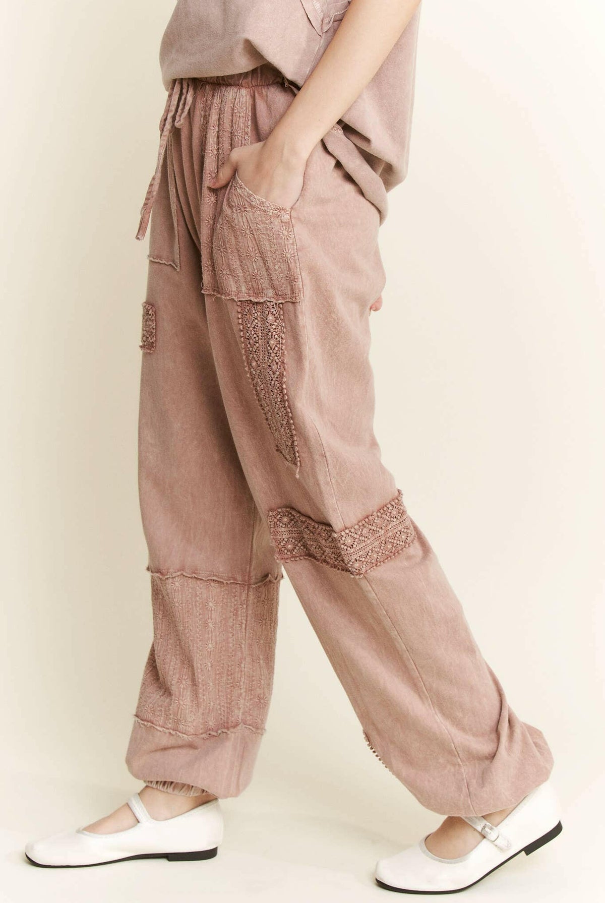 MineralWash Eyelet detailed Boho Joggers-Krush Kandy, Women's Online Fashion Boutique Located in Phoenix, Arizona (Scottsdale Area)