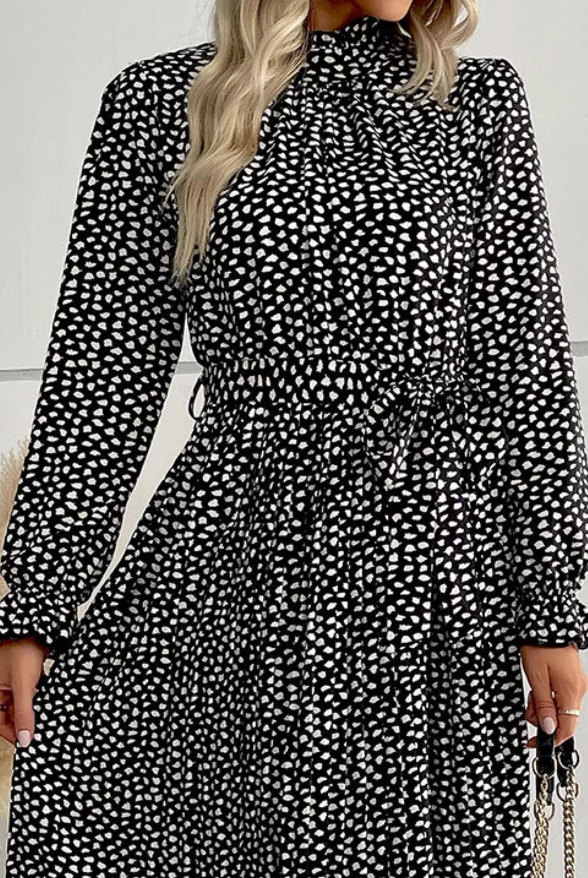 Animal Print Mock Neck Flounce Sleeve Dress-Dresses-Krush Kandy, Women's Online Fashion Boutique Located in Phoenix, Arizona (Scottsdale Area)