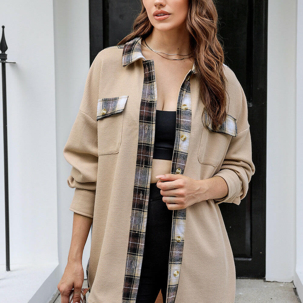 Plaid Button Down Collared Jacket-Krush Kandy, Women's Online Fashion Boutique Located in Phoenix, Arizona (Scottsdale Area)