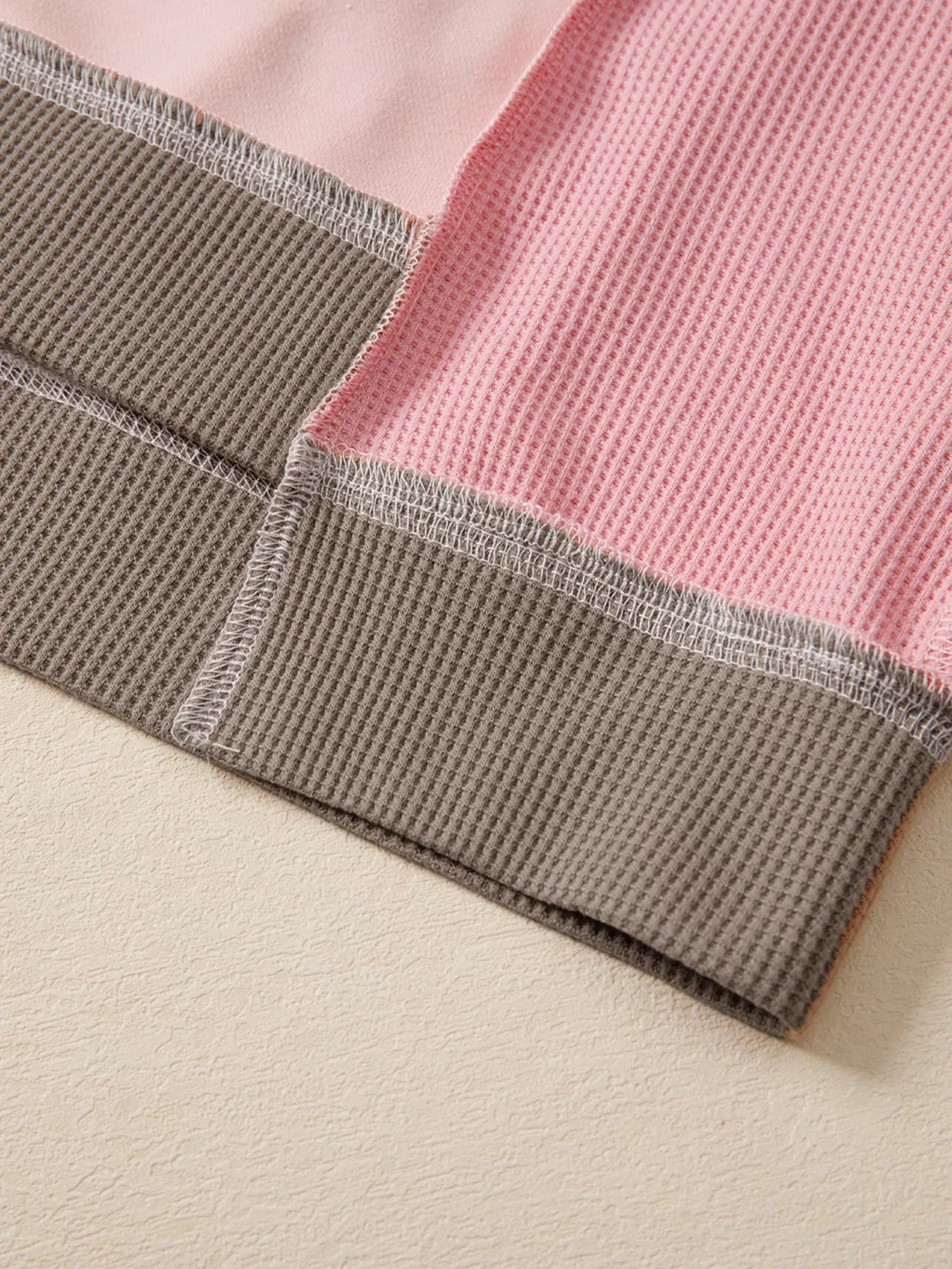 Color Block Mix Texture Waffle Patchwork Oversize Sweatshirt-Sweater-Krush Kandy, Women's Online Fashion Boutique Located in Phoenix, Arizona (Scottsdale Area)