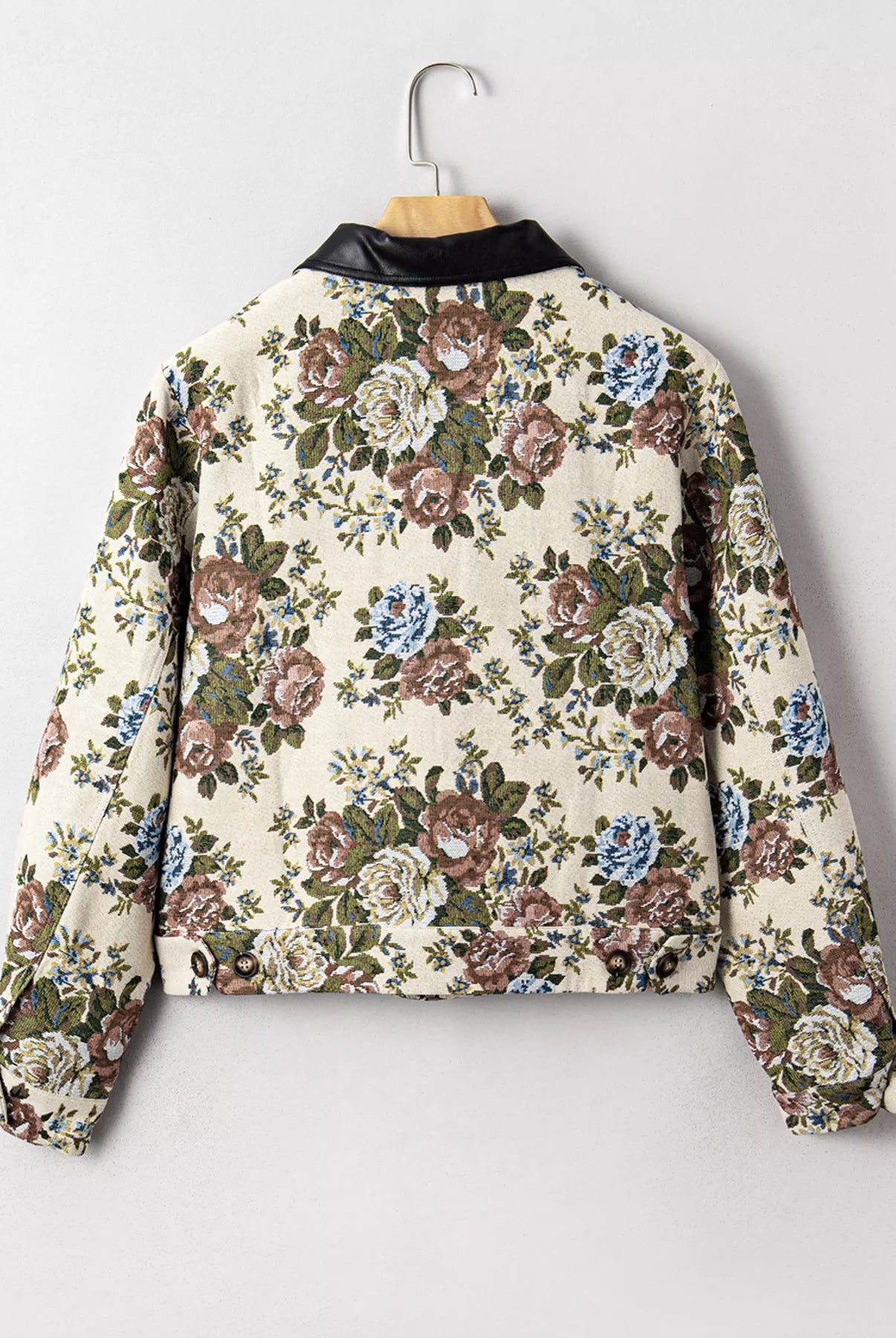 Floral Print Zip Up Contrast Collared Jacket-Jacket-Krush Kandy, Women's Online Fashion Boutique Located in Phoenix, Arizona (Scottsdale Area)