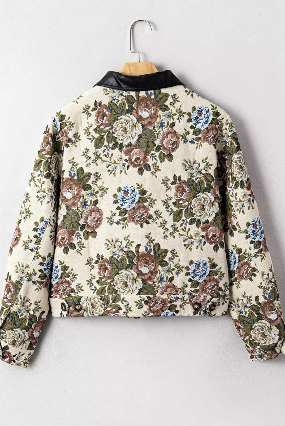 Floral Print Zip Up Contrast Collared Jacket-Jacket-Krush Kandy, Women's Online Fashion Boutique Located in Phoenix, Arizona (Scottsdale Area)