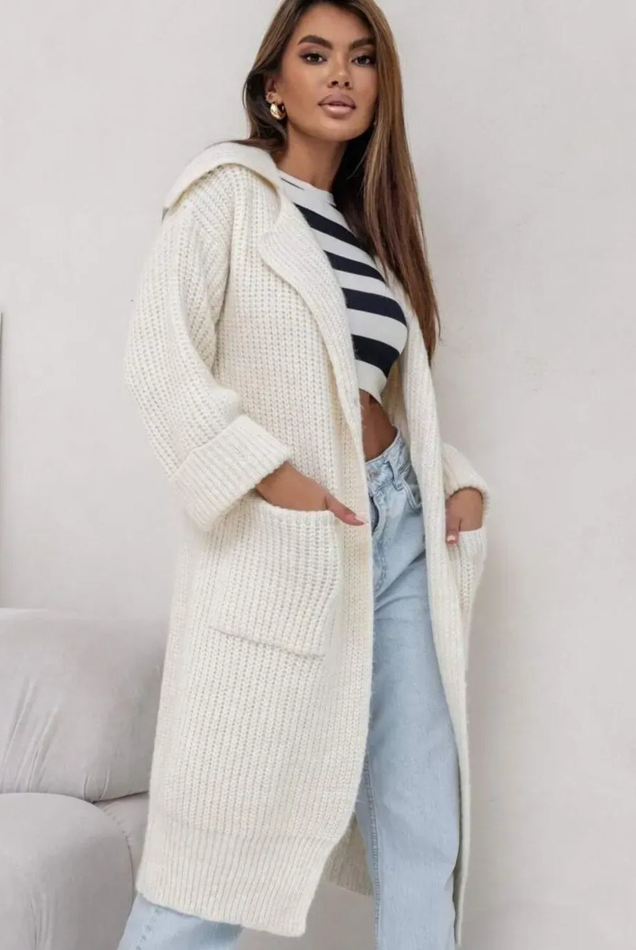 Pocketed Collared Neck Dropped Shoulder Cardigan-Krush Kandy, Women's Online Fashion Boutique Located in Phoenix, Arizona (Scottsdale Area)