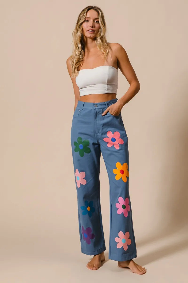 BiBi Floral Print Straight Leg Pants-PANTS-Krush Kandy, Women's Online Fashion Boutique Located in Phoenix, Arizona (Scottsdale Area)