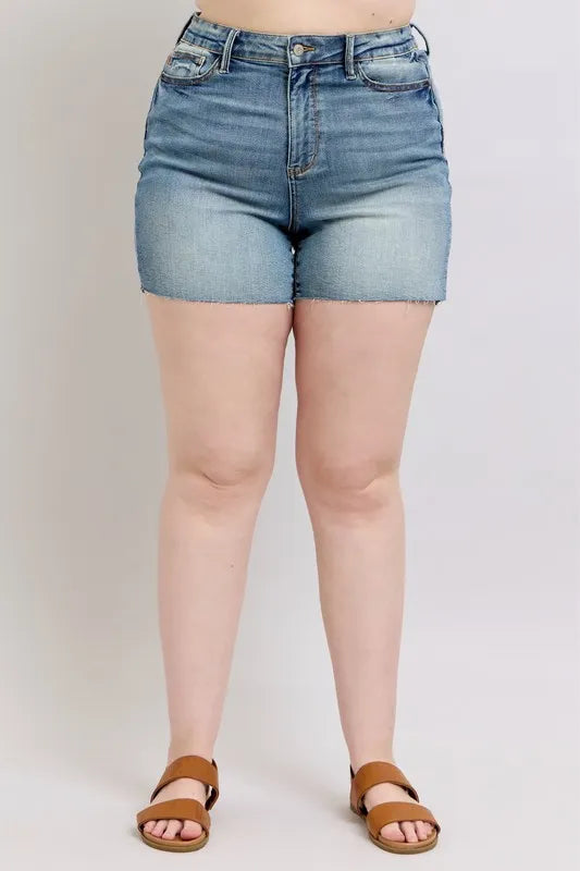 Judy Blue High Waist Star Seam Detail Denim Shorts-Denim-Krush Kandy, Women's Online Fashion Boutique Located in Phoenix, Arizona (Scottsdale Area)