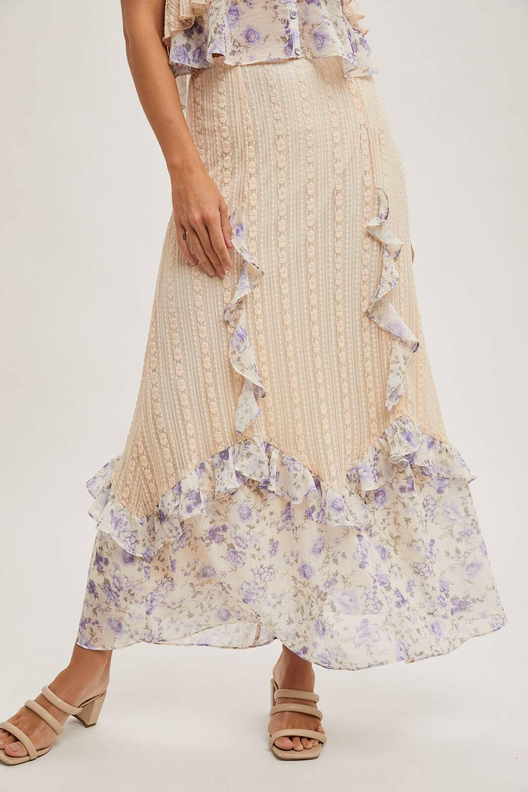 Floral Print Trimmed Maxi Lace Skirt-Skirts-Krush Kandy, Women's Online Fashion Boutique Located in Phoenix, Arizona (Scottsdale Area)
