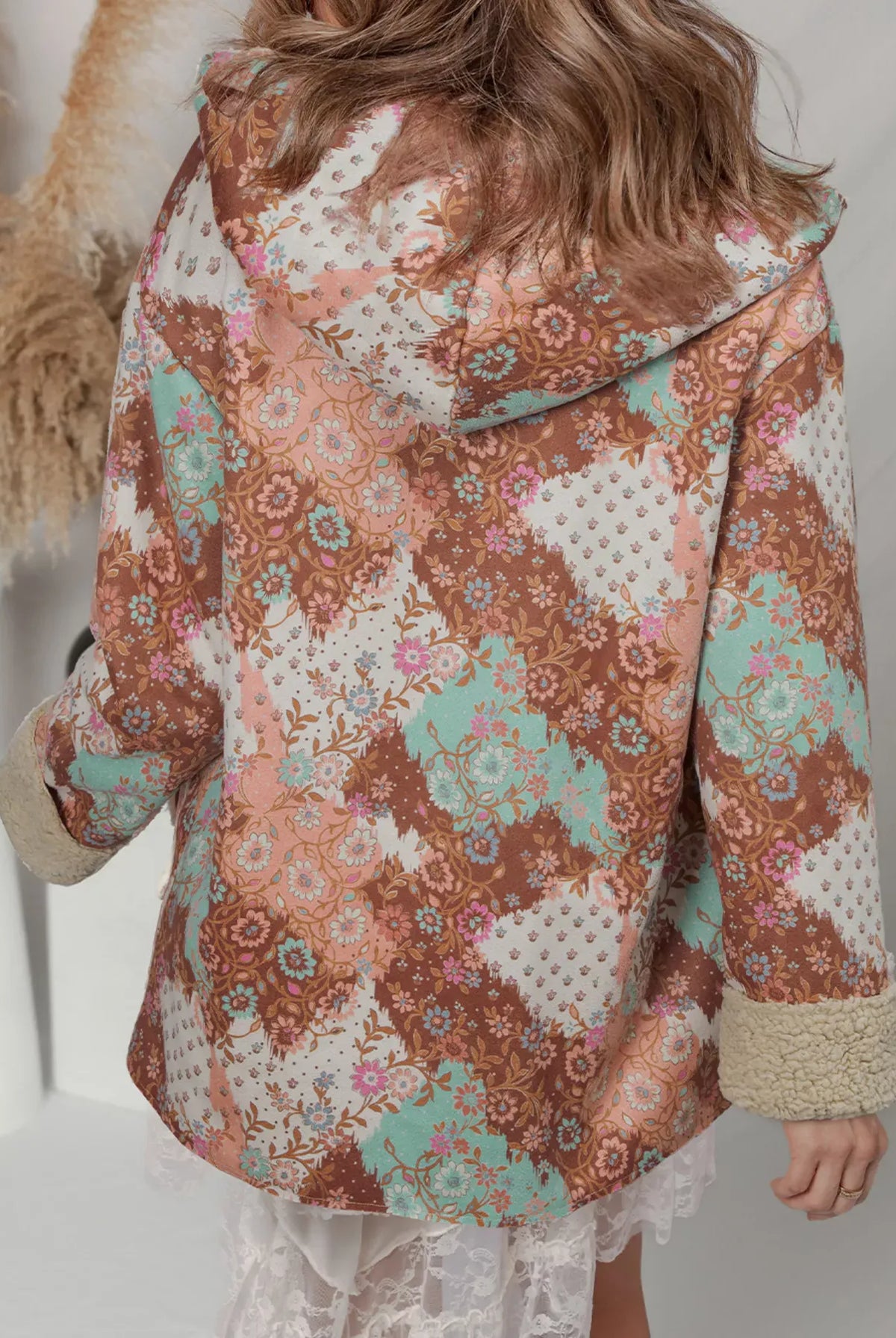 Floral Printed Sherpa Lined Hooded Jacket-Jacket-Krush Kandy, Women's Online Fashion Boutique Located in Phoenix, Arizona (Scottsdale Area)