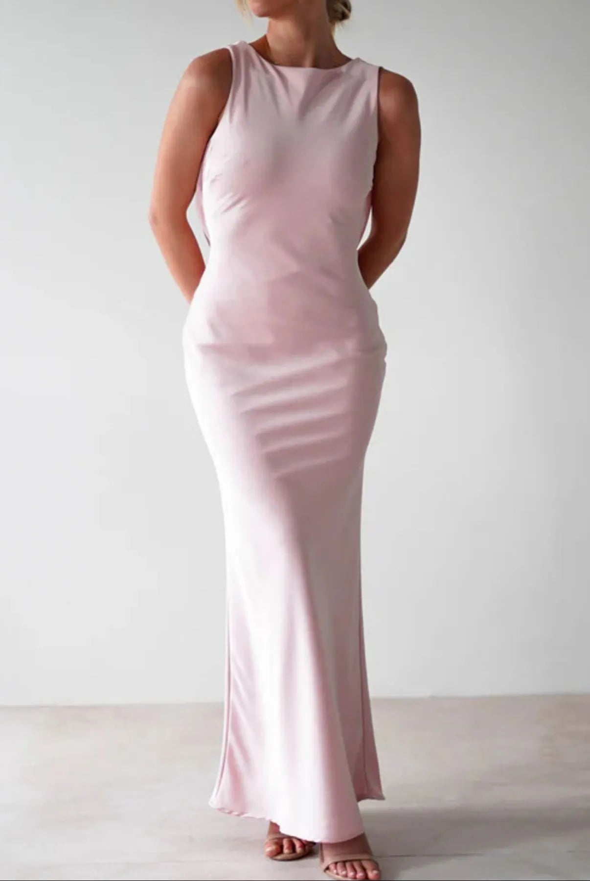 Satin Sleeveless Maxi Dress-Dresses-Krush Kandy, Women's Online Fashion Boutique Located in Phoenix, Arizona (Scottsdale Area)