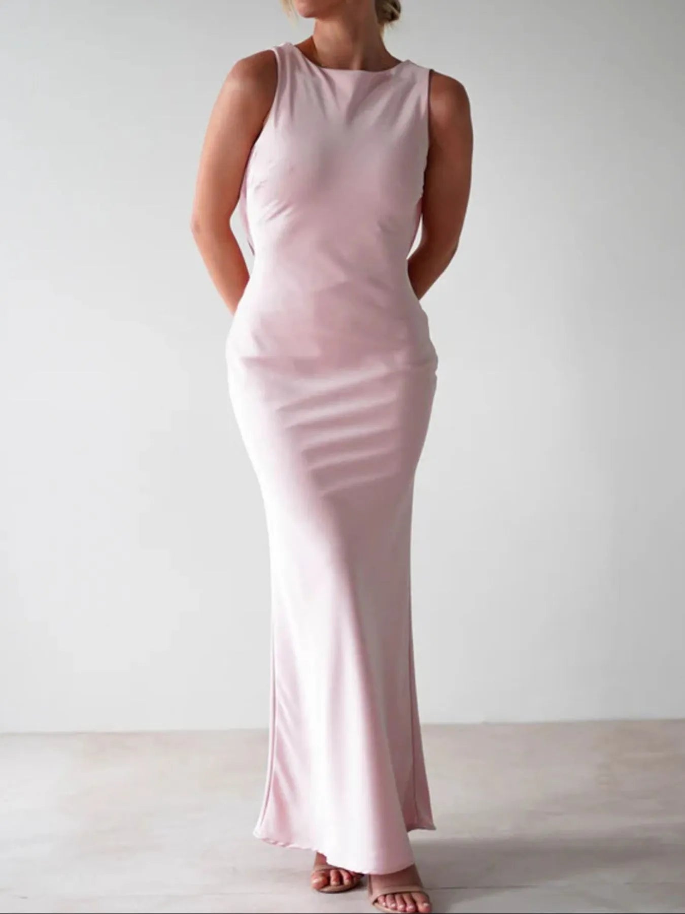 Satin Sleeveless Maxi Dress-Dresses-Krush Kandy, Women's Online Fashion Boutique Located in Phoenix, Arizona (Scottsdale Area)