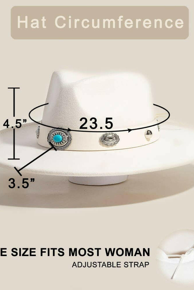 Boho Disc Strap Cowboy Hat-Hat-Krush Kandy, Women's Online Fashion Boutique Located in Phoenix, Arizona (Scottsdale Area)