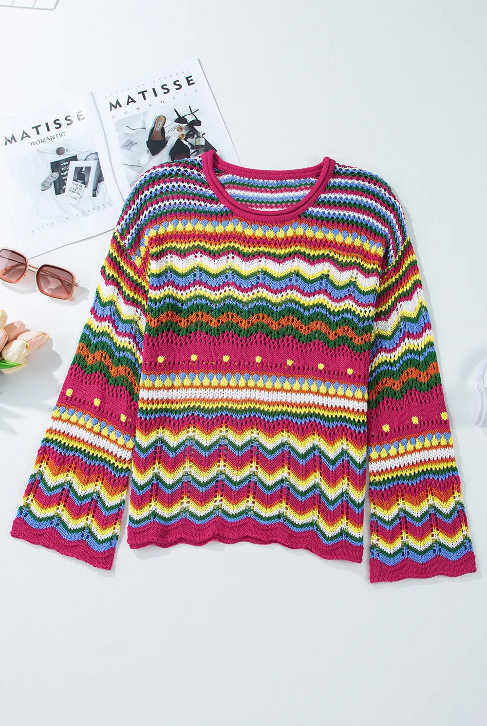Sunburst Stitches Knit Sweater-Sweaters-Krush Kandy, Women's Online Fashion Boutique Located in Phoenix, Arizona (Scottsdale Area)
