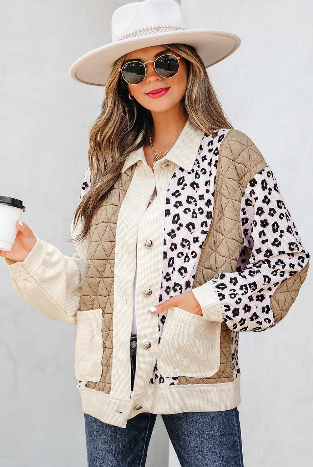 Leopard Colorblock Quilted Patchwork Jacket-Jacket-Krush Kandy, Women's Online Fashion Boutique Located in Phoenix, Arizona (Scottsdale Area)