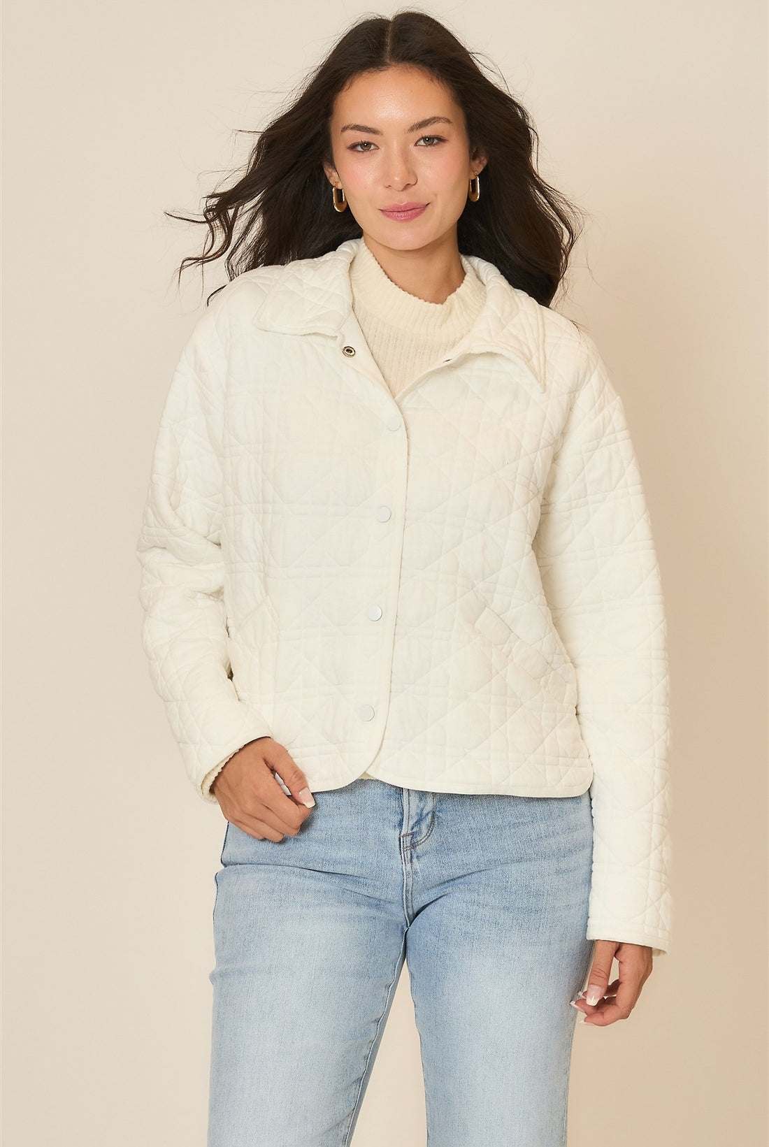 Quilted Collar Jacket-Coats-Krush Kandy, Women's Online Fashion Boutique Located in Phoenix, Arizona (Scottsdale Area)
