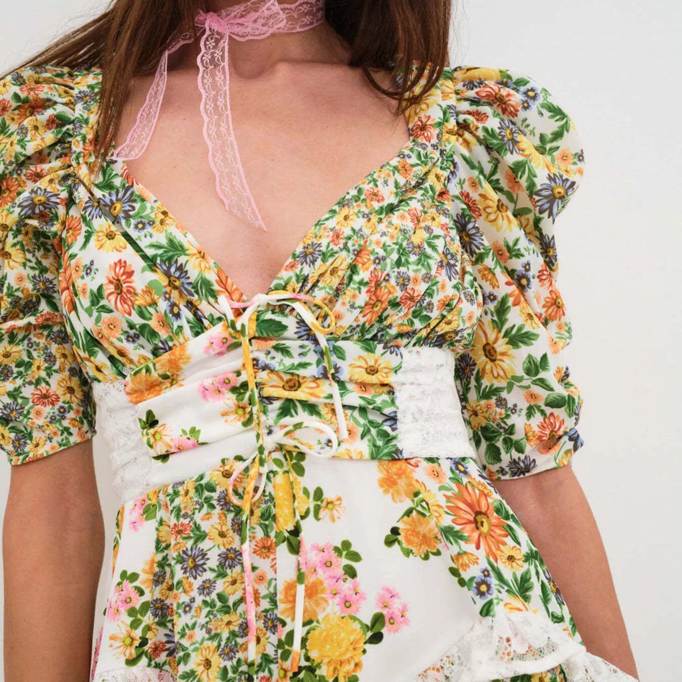 Ruffled Floral Print Half Sleeve Dress-Dresses-Krush Kandy, Women's Online Fashion Boutique Located in Phoenix, Arizona (Scottsdale Area)